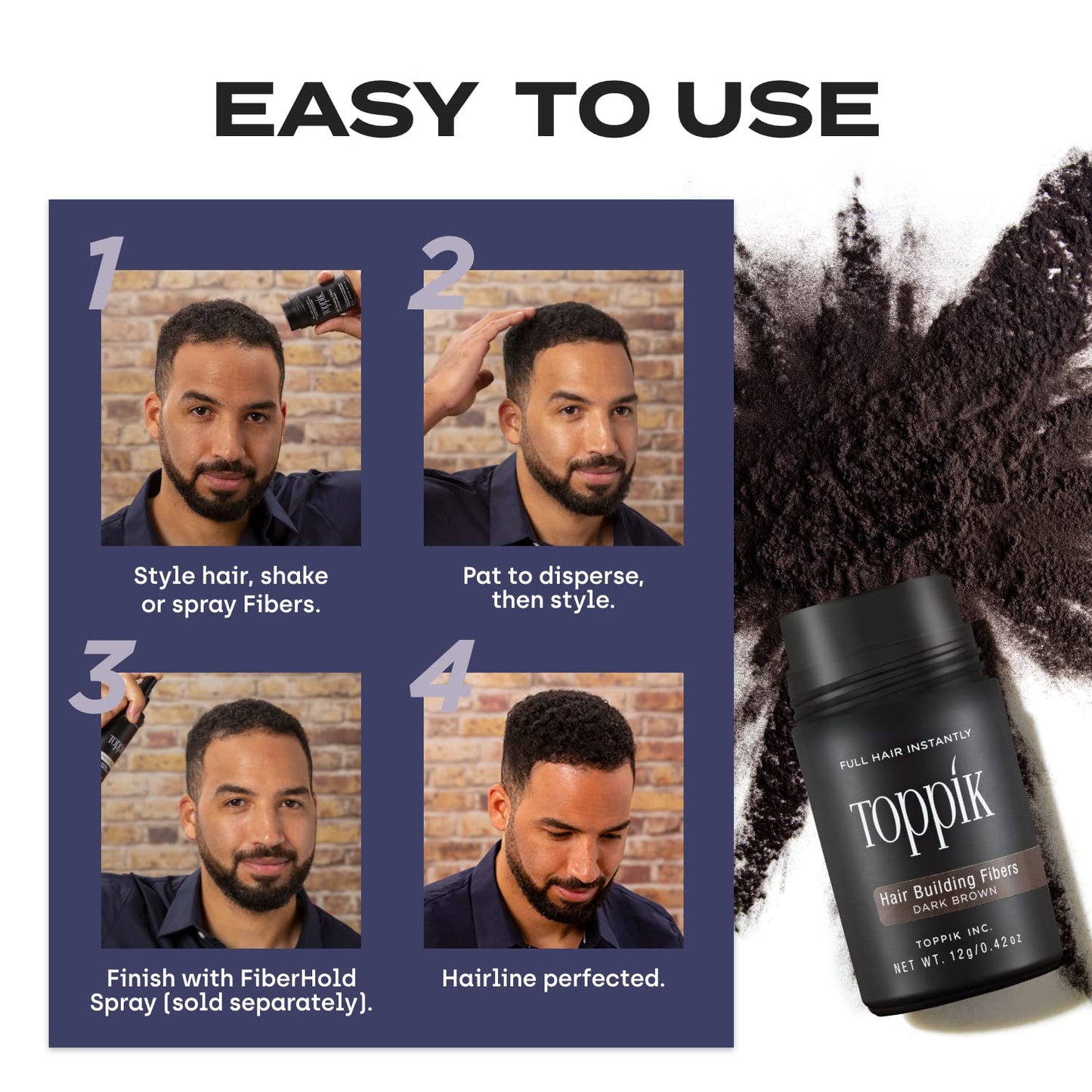 Toppik Hair Building Fibers, Fill in Fine or Thinning Hair Instantly Thicker, Fuller Looking Hair 9 Shades,4 Size Options