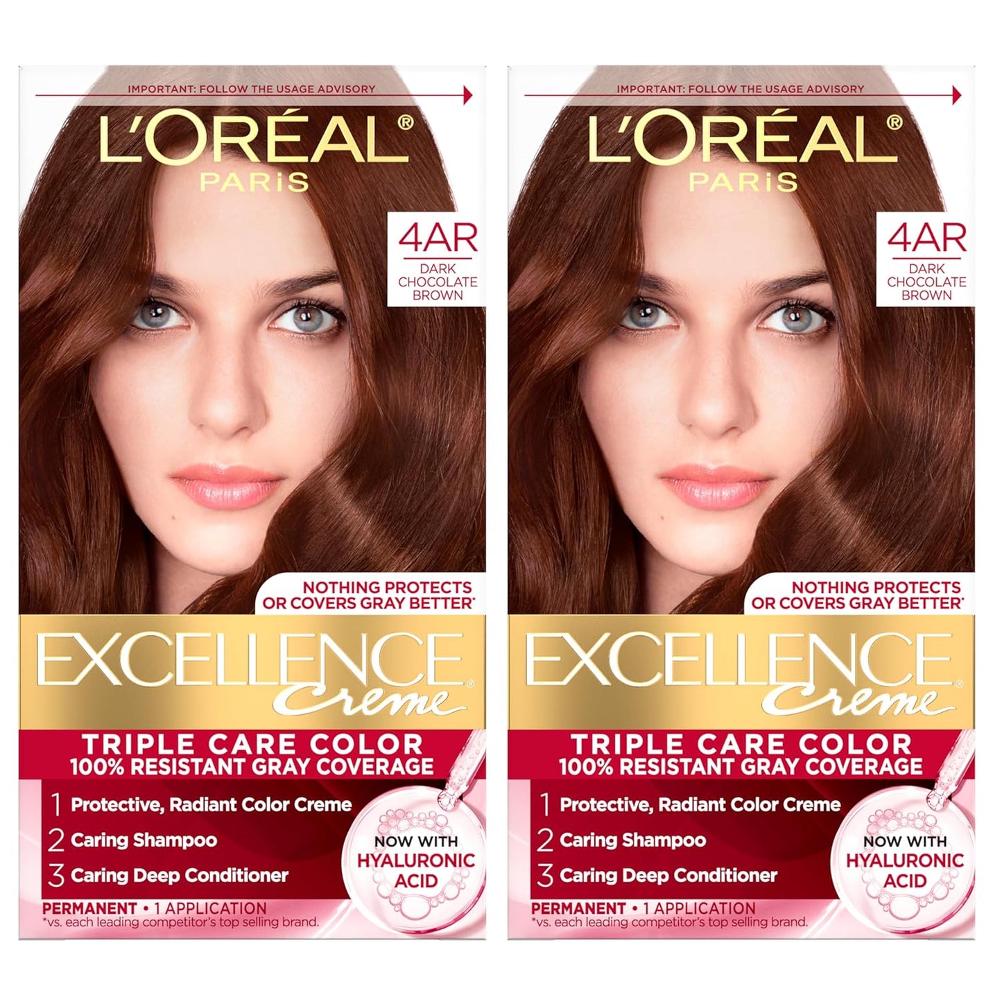 Excellence Crème Permanent Hair Dye, Triple Care Hair Color with Pro-Keratine Complex for 100% Gray Hair Coverage, 4 Dark Brown, 1 Kit