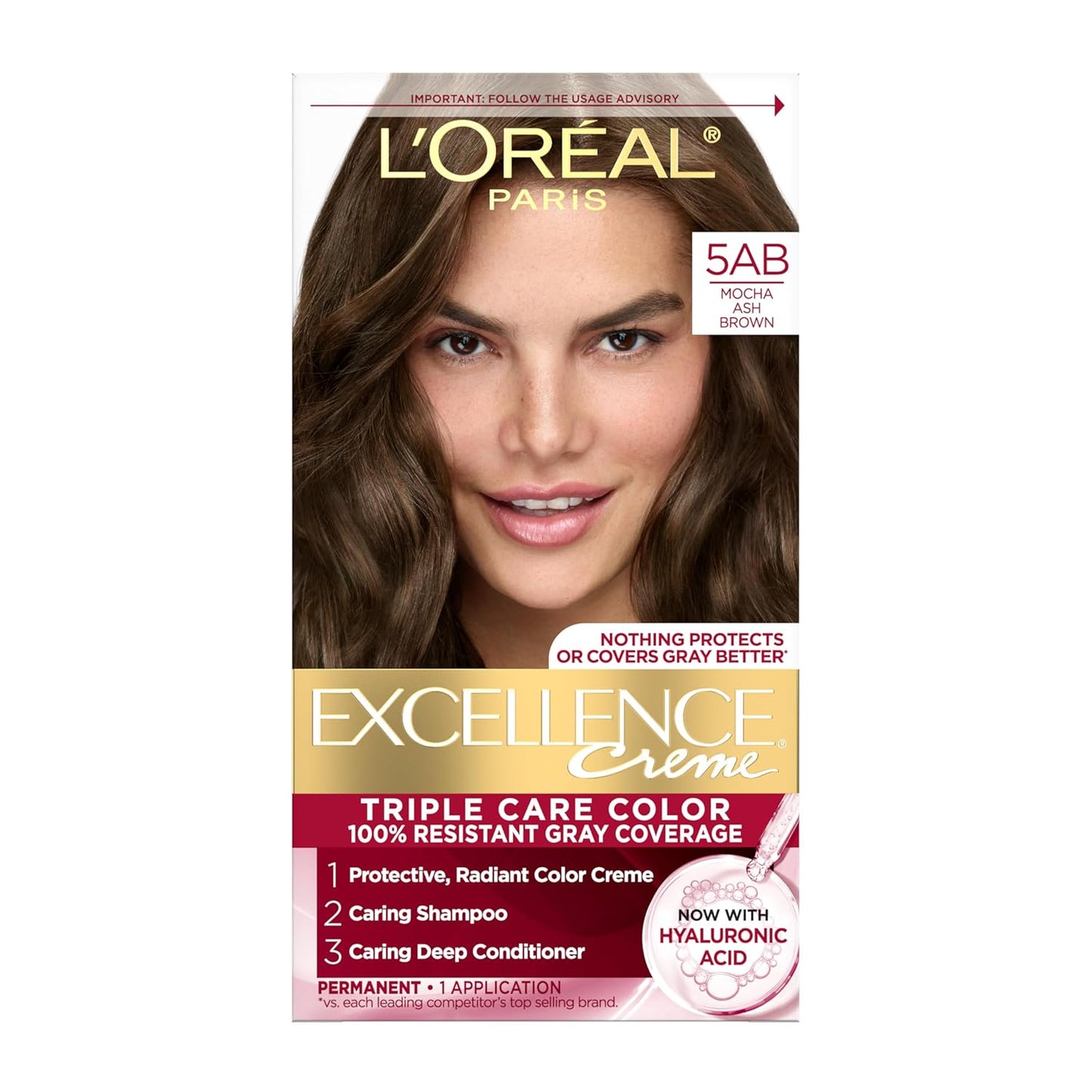 Excellence Crème Permanent Hair Dye, Triple Care Hair Color with Pro-Keratine Complex for 100% Gray Hair Coverage, 4 Dark Brown, 1 Kit