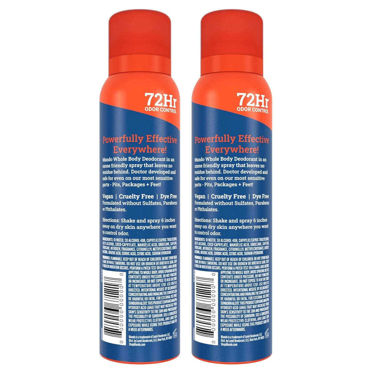 Whole Body Deodorant for Men - Invisible Spray Deodorant - 72 Hour Odor Control - Low Irritation Formula - Aluminum Free, Benzene Free - 3.6 Ounce Cans (Pack of 2) - Pro Sport