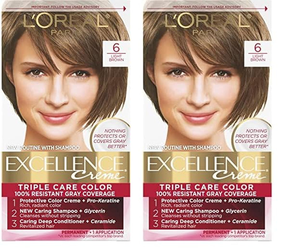 Excellence Crème Permanent Hair Dye, Triple Care Hair Color with Pro-Keratine Complex for 100% Gray Hair Coverage, 4 Dark Brown, 1 Kit