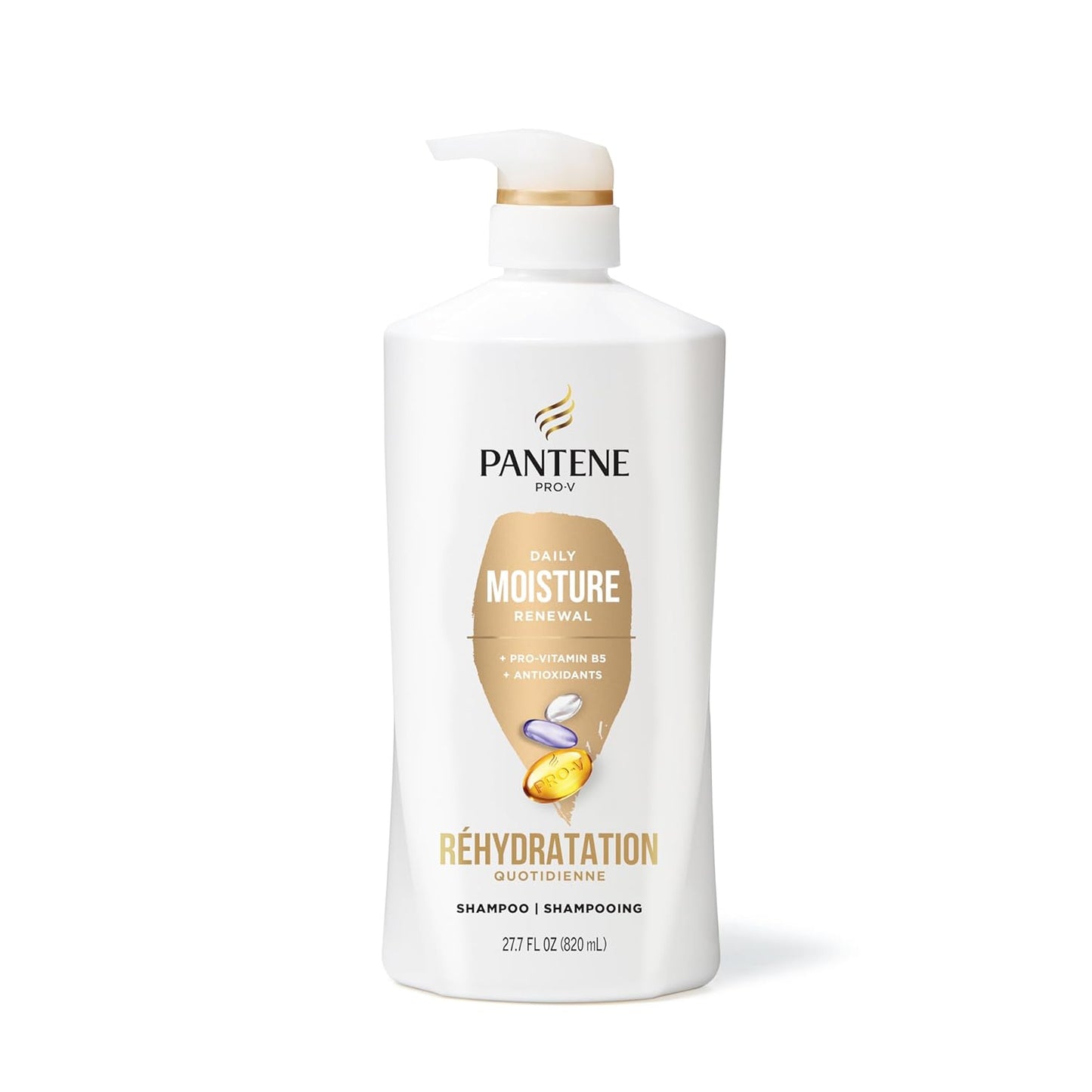 Shampoo & Conditioner Set, Daily Moisture Renewal - Pro-V Nutrients for Dry, Color-Treated, Straight to Curly Hair, 72-Hour Hydration & Softness, 52.8 Oz Total + Miracle Rescue Shot (0.5 Oz)