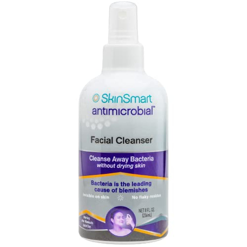 Skinsmart Facial Cleanser for Breakouts, Targets Bacteria for Post-Workout Pimples, Blemishes and Sweat Irritation; 8 Oz Spray, Safe for All Ages: Adults and Teens