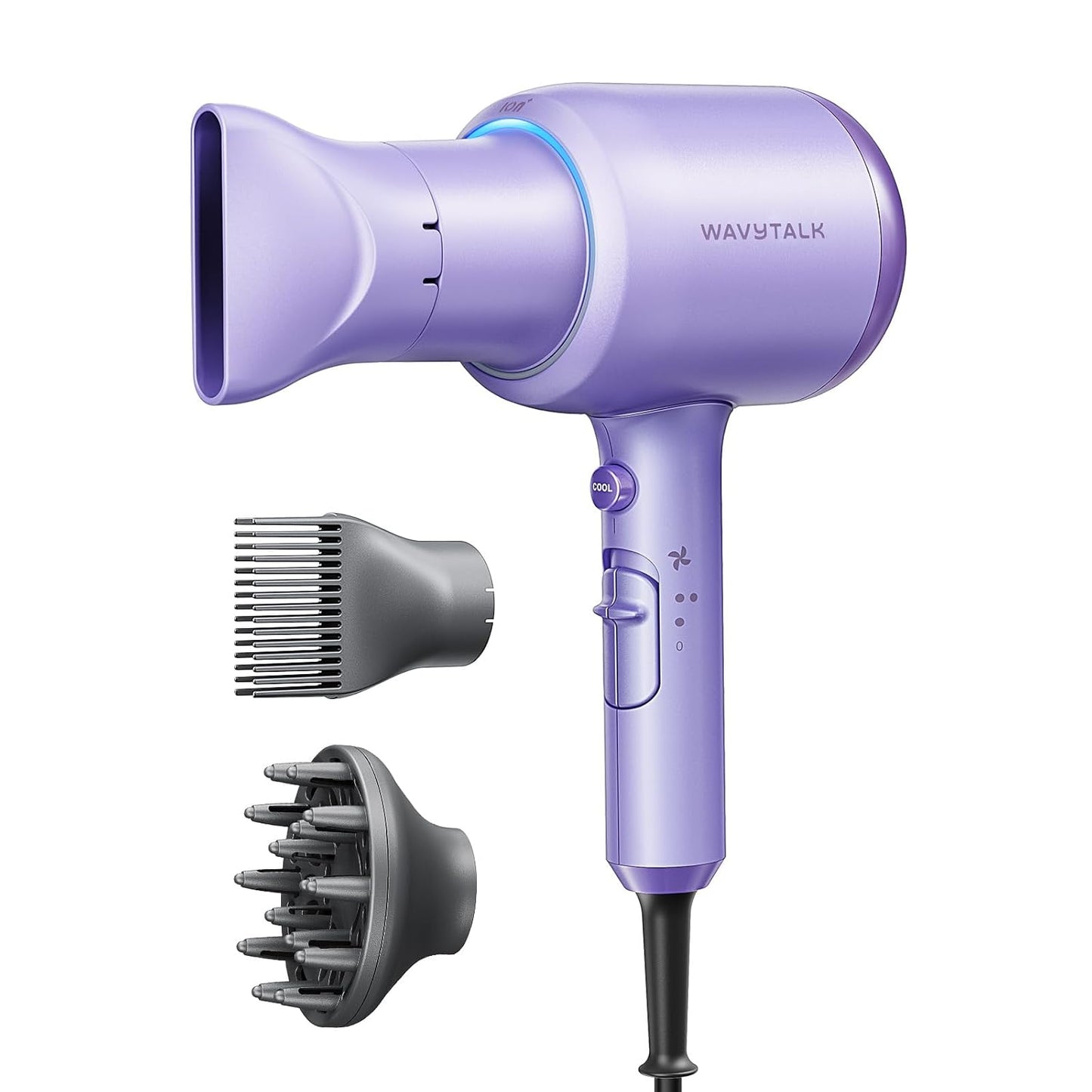 Hair Dryer, Blown Away Ionic Hair Dryer for Curly Hair with Diffuser, 1875W Fast Drying Blow Dryer with Ceramic Technology, 3 Attachments for All Hair Types, Light and Quiet, Rose Gold