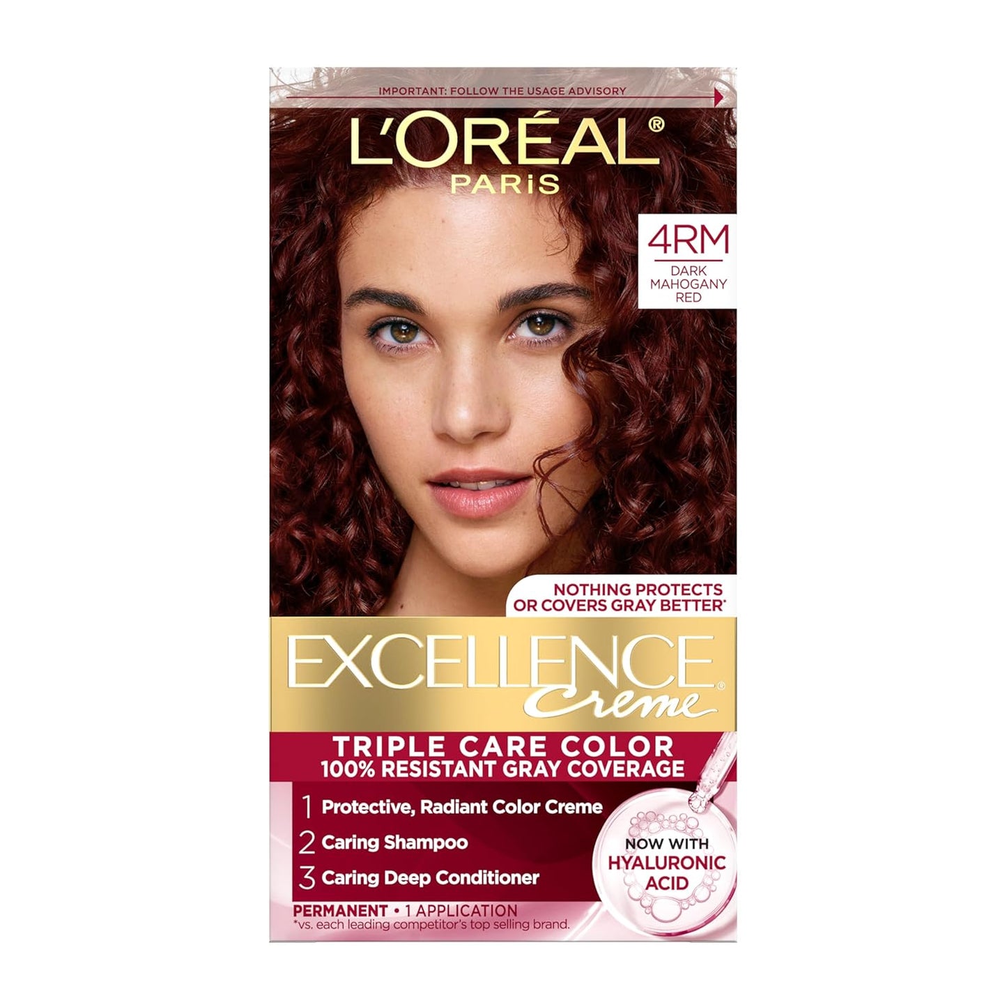 Excellence Crème Permanent Hair Dye, Triple Care Hair Color with Pro-Keratine Complex for 100% Gray Hair Coverage, 4 Dark Brown, 1 Kit