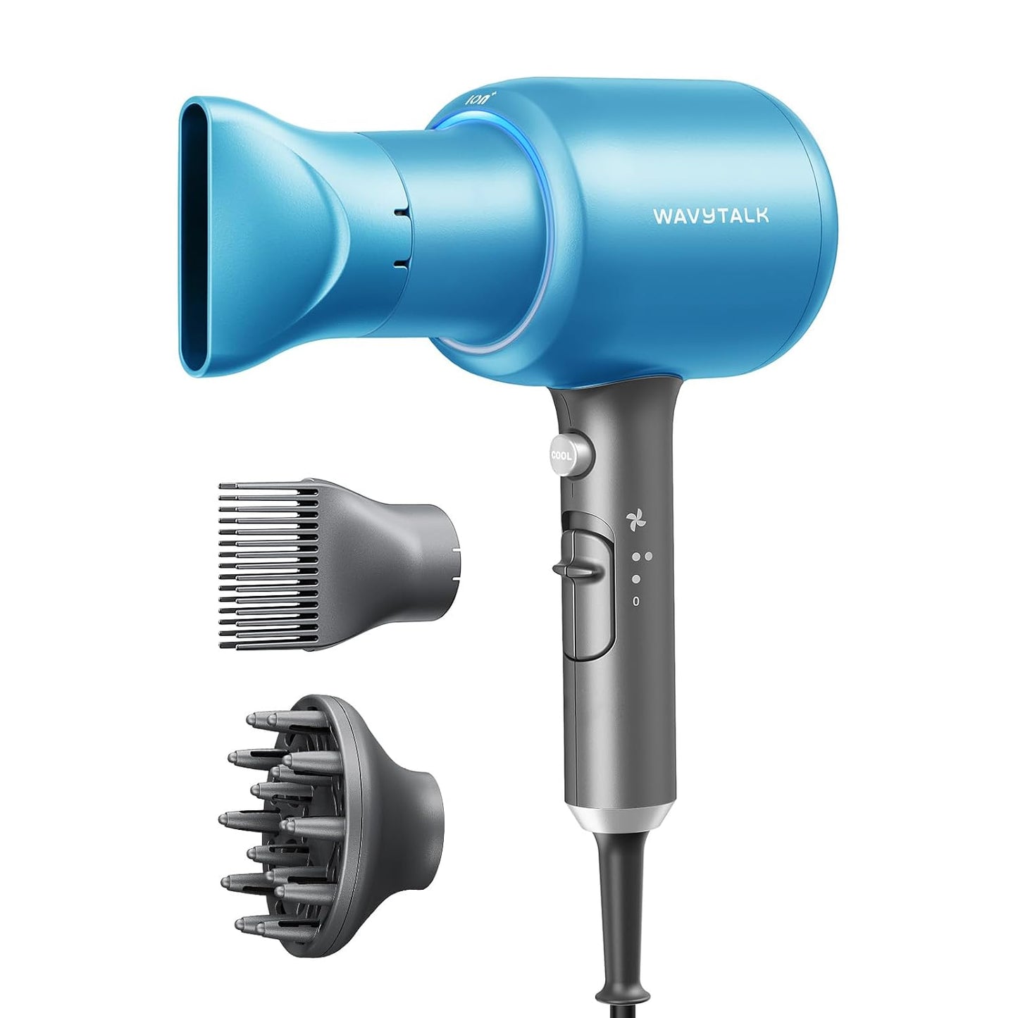 Hair Dryer, Blown Away Ionic Hair Dryer for Curly Hair with Diffuser, 1875W Fast Drying Blow Dryer with Ceramic Technology, 3 Attachments for All Hair Types, Light and Quiet, Rose Gold