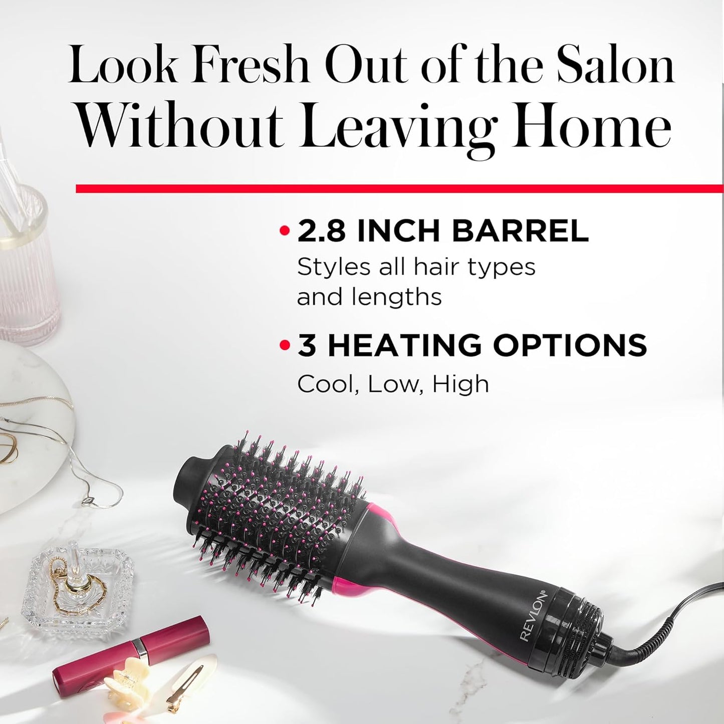 One-Step Volumizer Hair Dryer and Styler – Easy Salon-Style Blowouts – Less Frizz, More Shine, and Reduced Heat Damage, for All Hair Types and Lengths (Black)