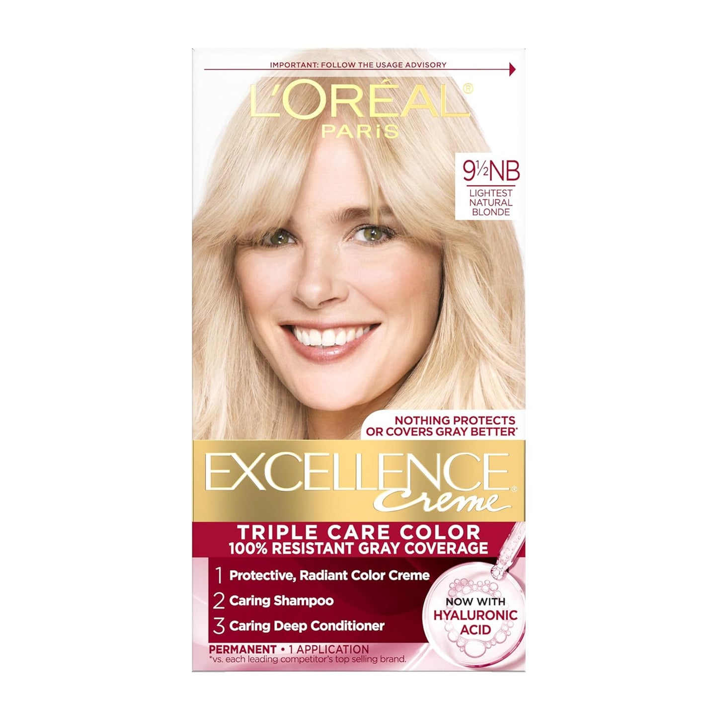 Excellence Crème Permanent Hair Dye, Triple Care Hair Color with Pro-Keratine Complex for 100% Gray Hair Coverage, 4 Dark Brown, 1 Kit
