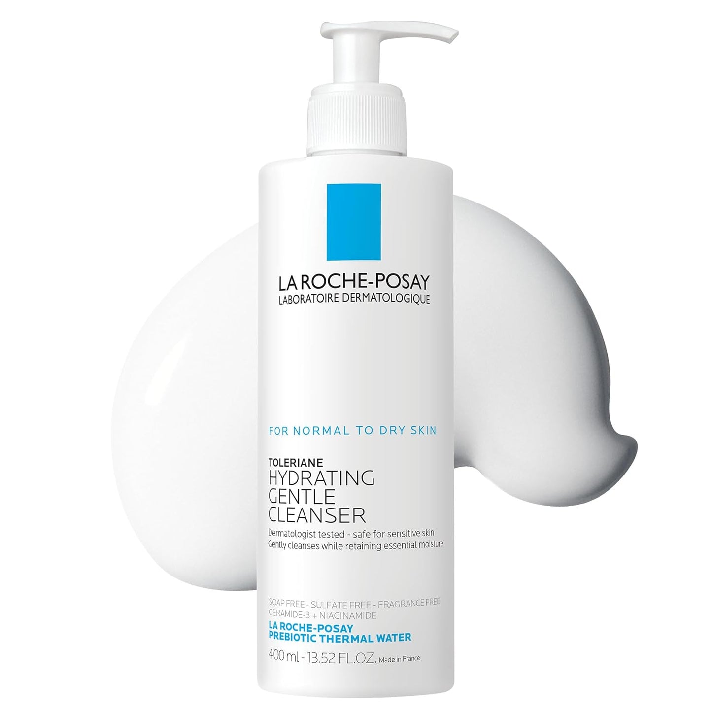 Toleriane Hydrating Gentle Face Cleanser, Hydrating Facial Cleanser with Niacinamide + Ceramides, Daily Face Wash for Dry Skin to Normal Skin, Sensitive Skin Tested, Fragrance Free