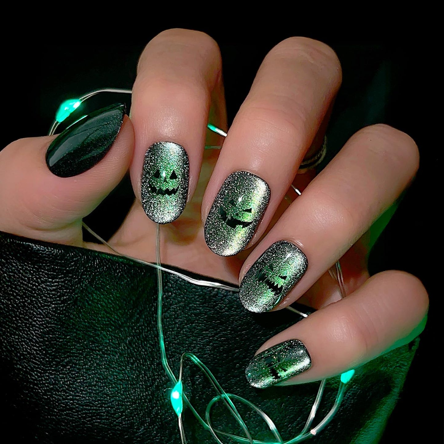 Press on Nails - Tiny Pumpkin | Short Squoval French Tip Fake Nails with Pumpkin Graphics & Glossy Finish, Salon Quality Halloween Nails | 15 Sizes - 30 Nail Kit with Glue