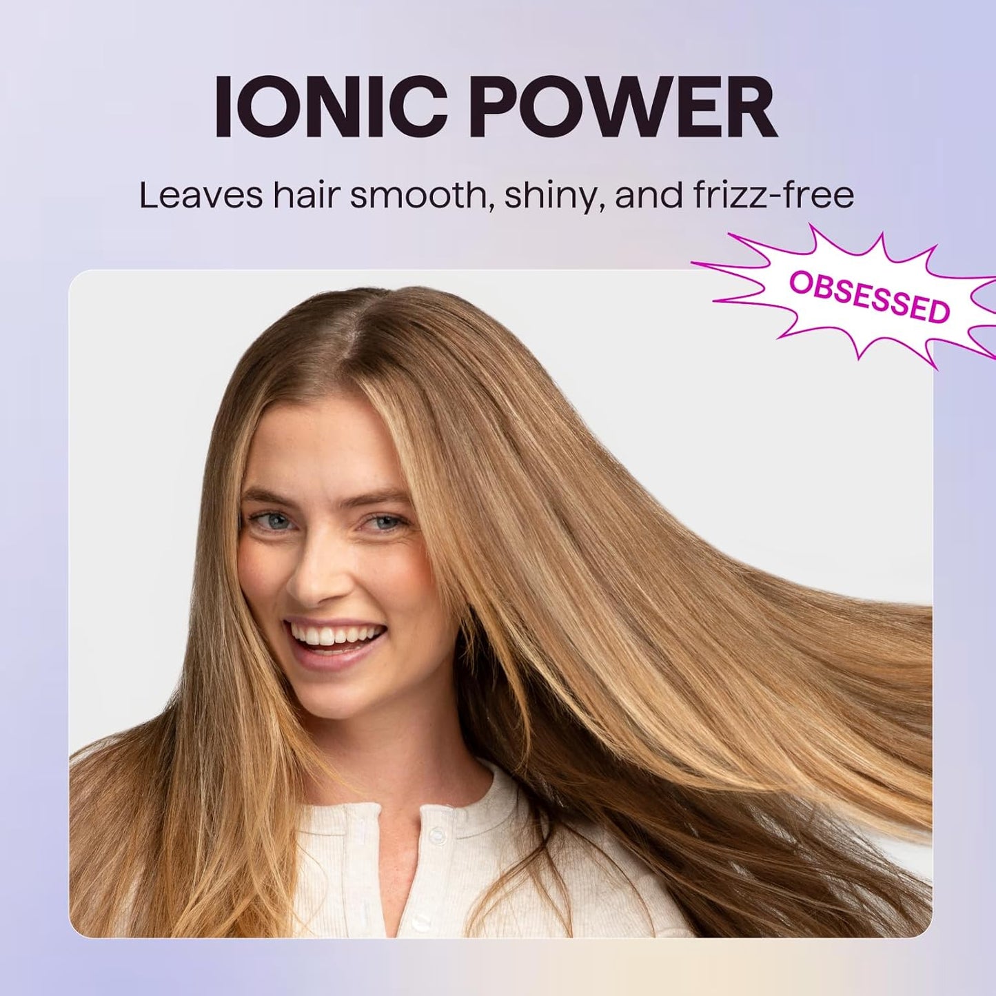 Hair Dryer, Blown Away Ionic Hair Dryer for Curly Hair with Diffuser, 1875W Fast Drying Blow Dryer with Ceramic Technology, 3 Attachments for All Hair Types, Light and Quiet, Rose Gold
