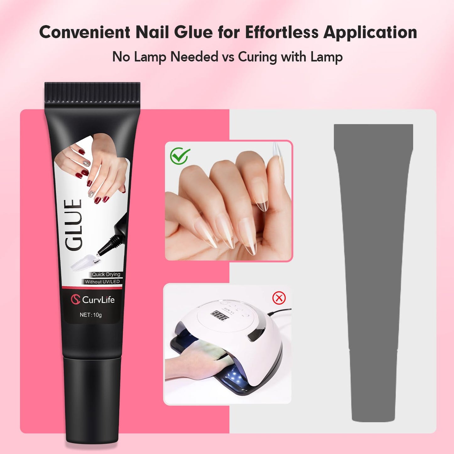Newly Upgraded Quick Drying 10G Semi Solid Nail Glue Gel with 10Ml Remover Kit for Press on and Fake Acrylic Nails Tips, No Need for UV Lamp, Long Lasting