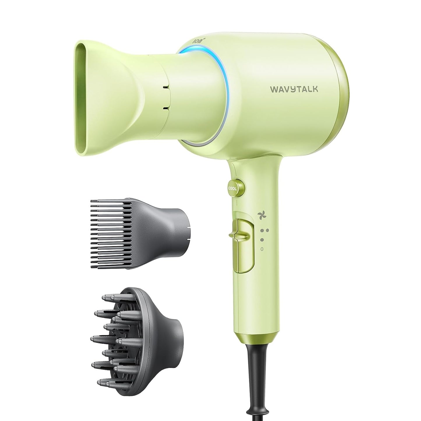 Hair Dryer, Blown Away Ionic Hair Dryer for Curly Hair with Diffuser, 1875W Fast Drying Blow Dryer with Ceramic Technology, 3 Attachments for All Hair Types, Light and Quiet, Rose Gold