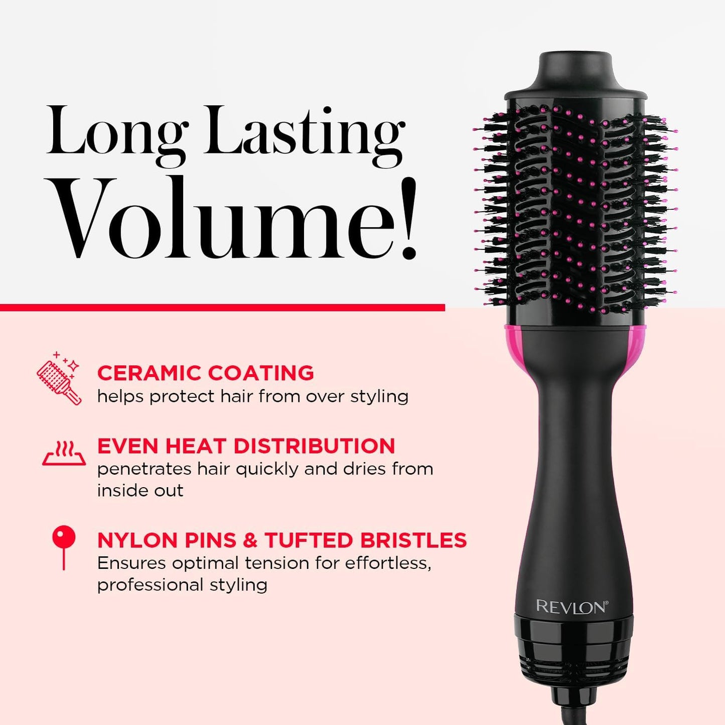 One-Step Volumizer Hair Dryer and Styler – Easy Salon-Style Blowouts – Less Frizz, More Shine, and Reduced Heat Damage, for All Hair Types and Lengths (Black)