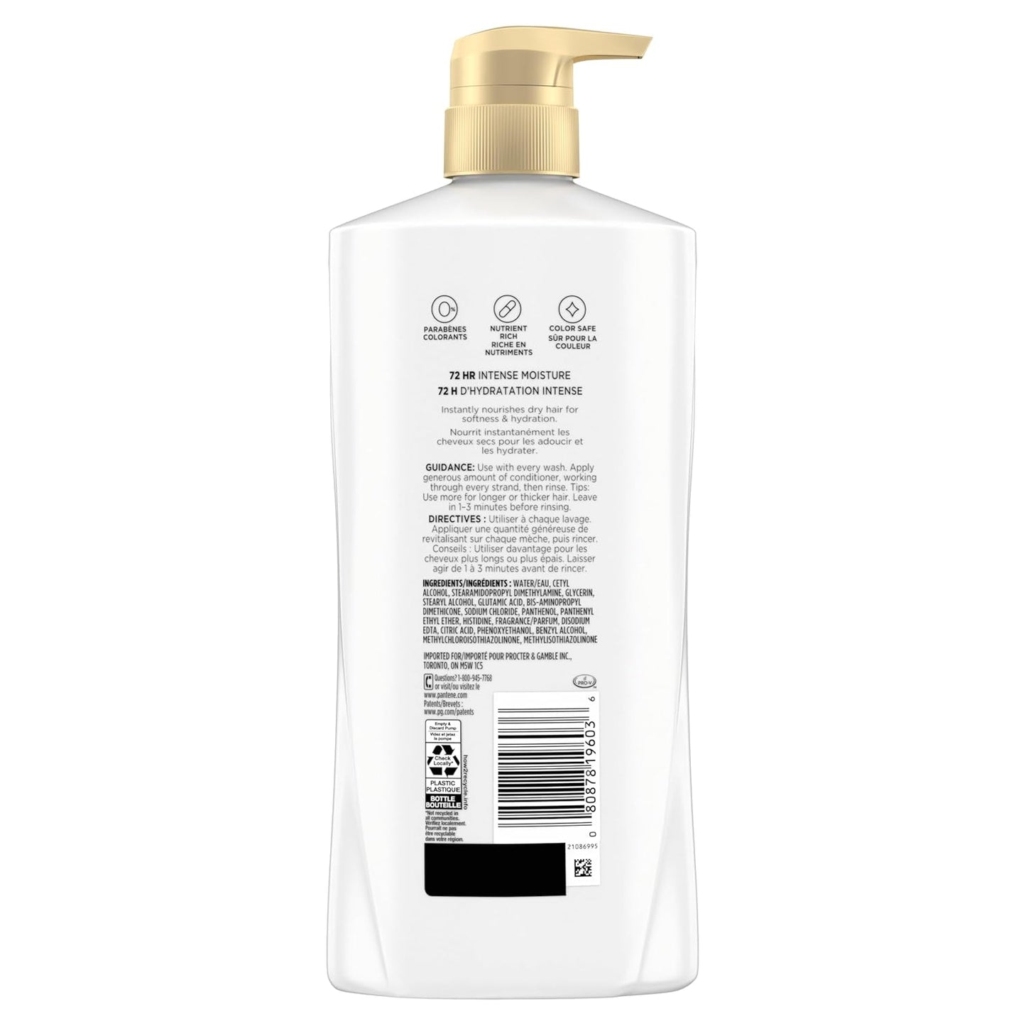 Shampoo & Conditioner Set, Daily Moisture Renewal - Pro-V Nutrients for Dry, Color-Treated, Straight to Curly Hair, 72-Hour Hydration & Softness, 52.8 Oz Total + Miracle Rescue Shot (0.5 Oz)