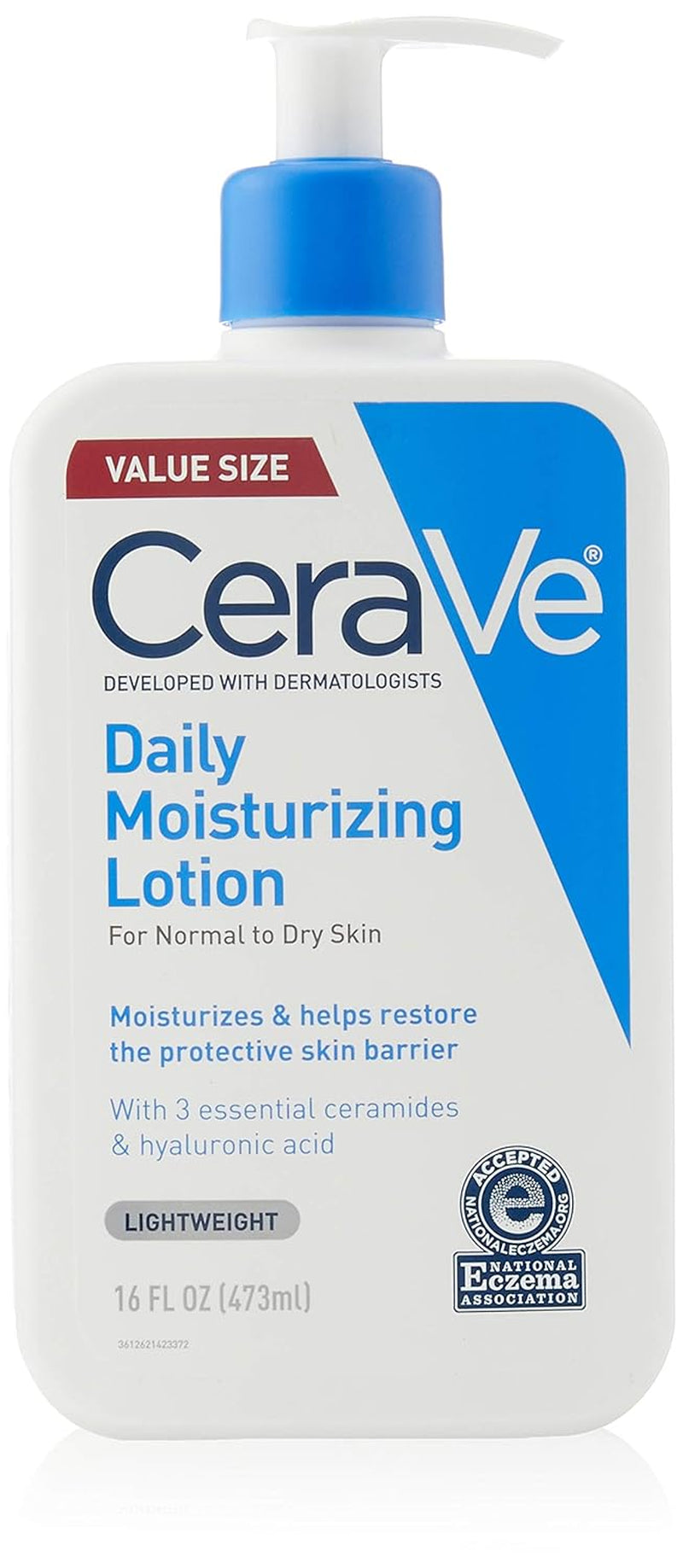 Daily Moisturizing Lotion for Dry Skin, Body Lotion & Face Moisturizer with Hyaluronic Acid and Ceramides, Daily Moisturizer, Fragrance Free, Oil-Free, 19 Ounce
