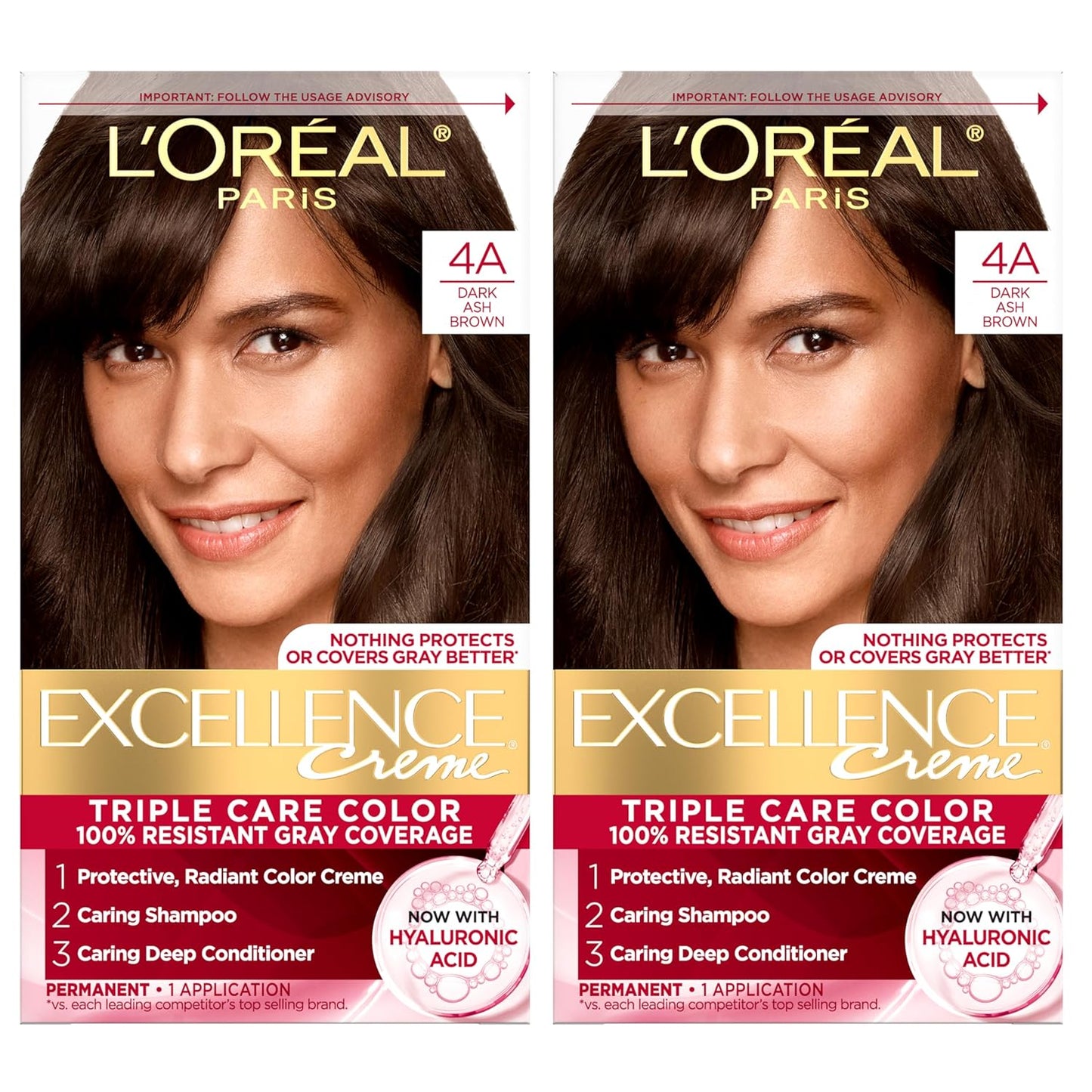 Excellence Crème Permanent Hair Dye, Triple Care Hair Color with Pro-Keratine Complex for 100% Gray Hair Coverage, 4 Dark Brown, 1 Kit