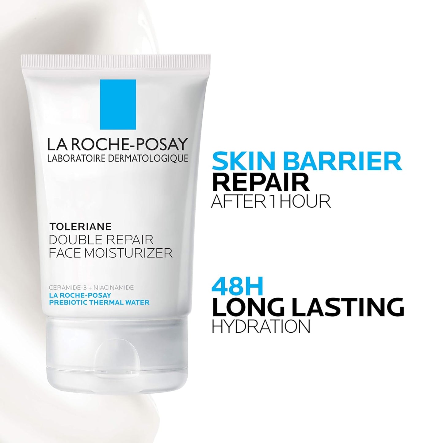 Toleriane Double Repair Face Moisturizer, Daily Moisturizer Face Cream with Ceramide & Niacinamide for All Skin Types, Immediate Comfort & Long Lasting Hydration, Fragrance Free