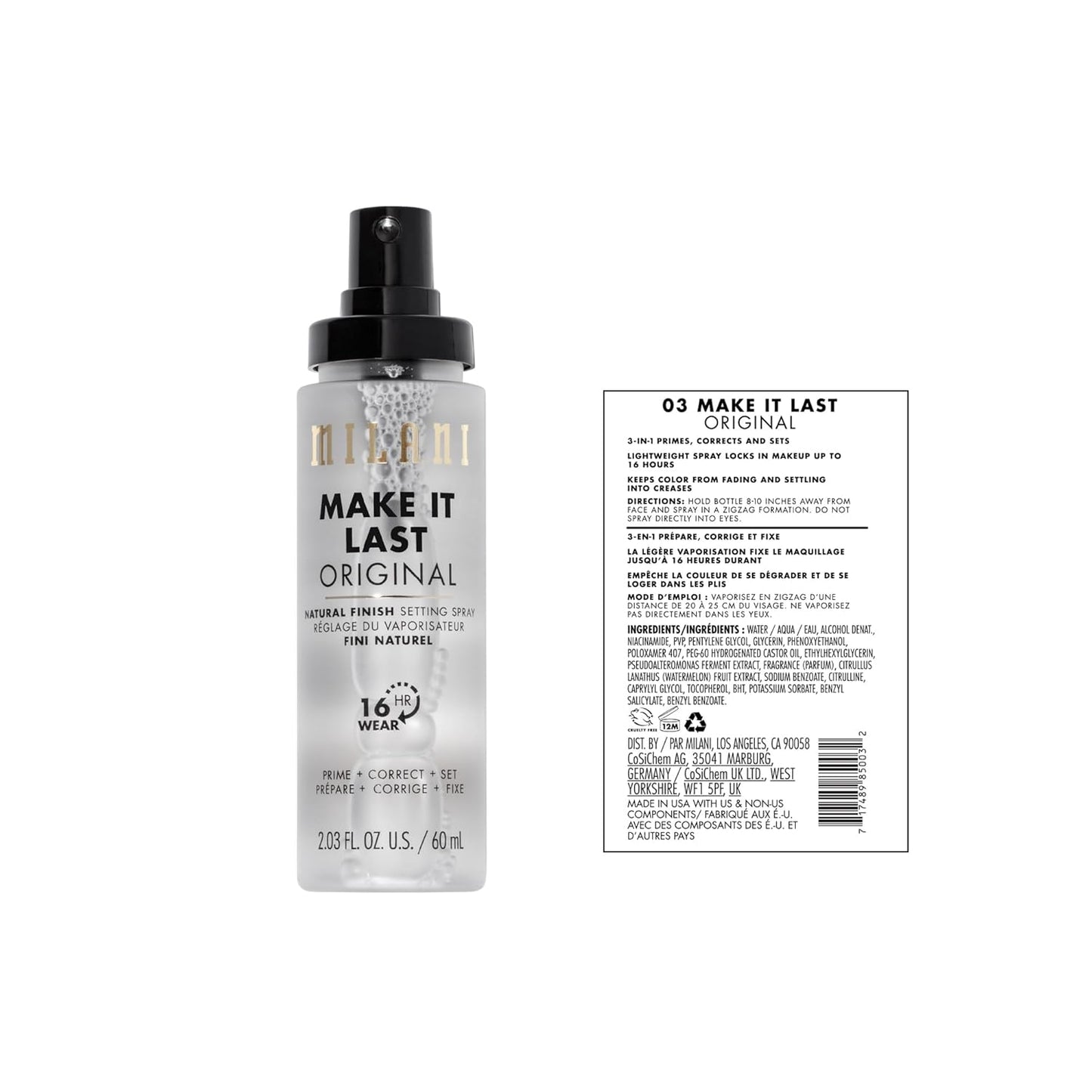 Setting Spray + Primer, Make It Last Original - Natural Finish with Niacinamide for Hydration, Setting Spray for Makeup and Face Primer, 3-In-1 Prime + Hydrate + Set, 2.03 Fl. Oz