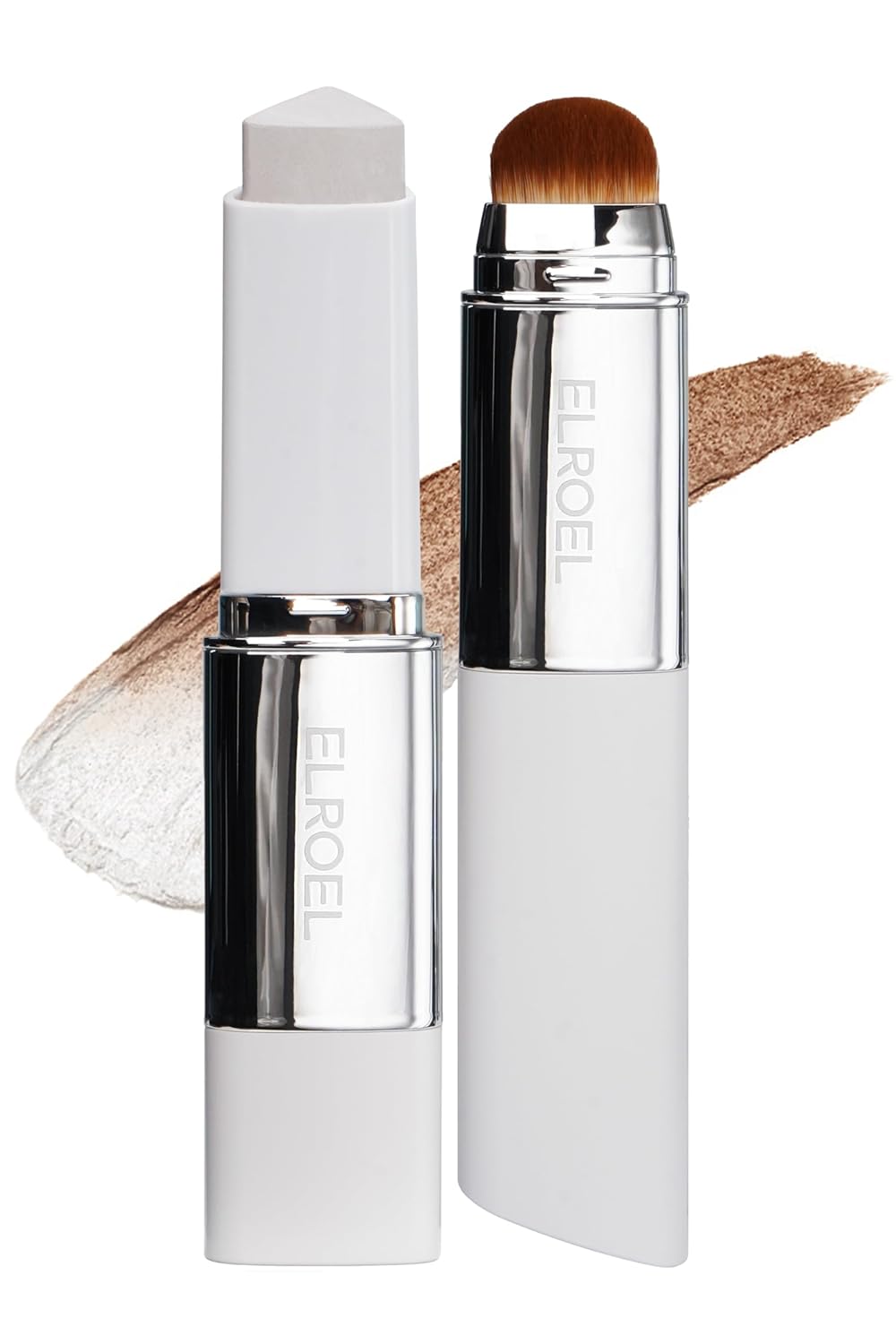 Blanc Cover Cream Stick V White - Korean Color-Changing Foundation Stick with Volufiline - Medium to Full Coverage Dewy Finish Base Makeup - Dual-Ended with Detachable Brush (202 Natural)