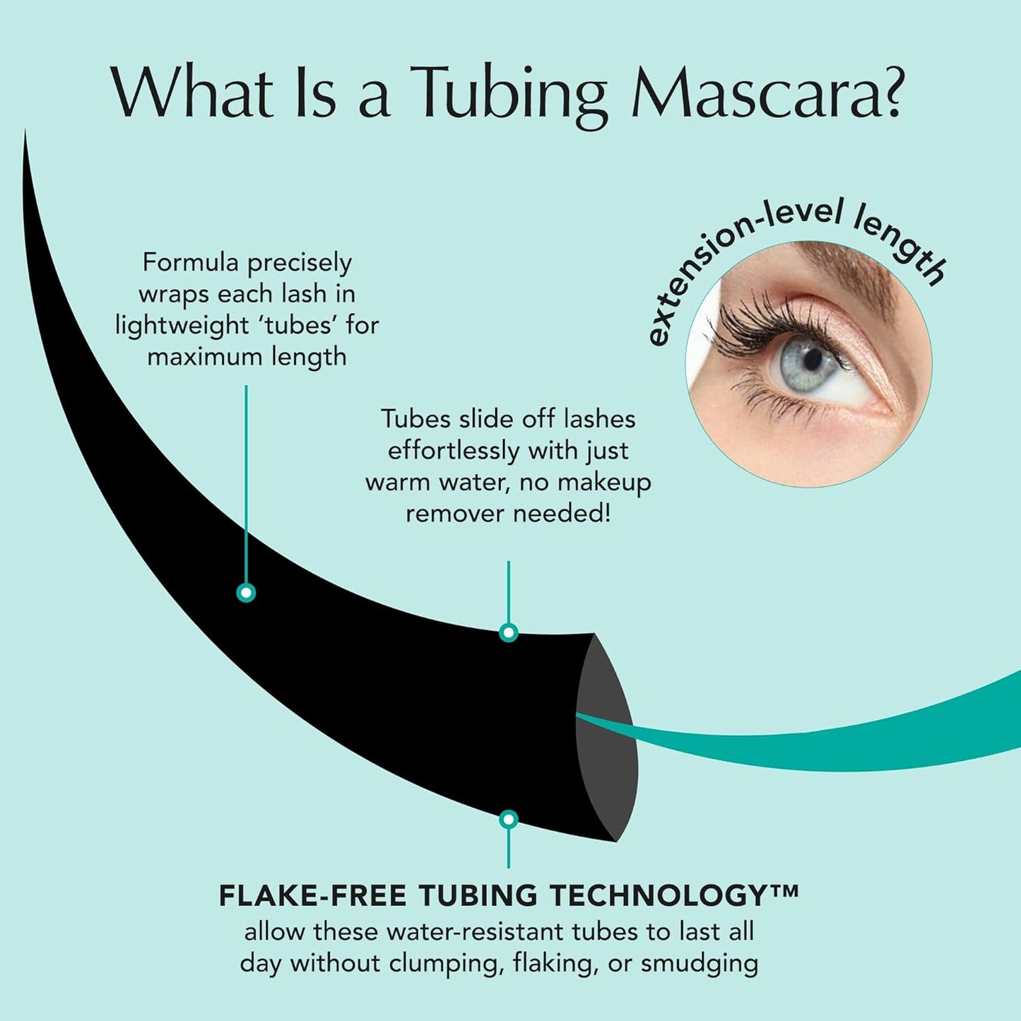 Liquid Lash Extensions Mascara, Tubing Thrive Mascara Lengthening, Volumizing & Curling, Smudge Proof, Washable, No Clumping or Flaking, Vegan & Cruelty Free, Brynn (Rich Black)