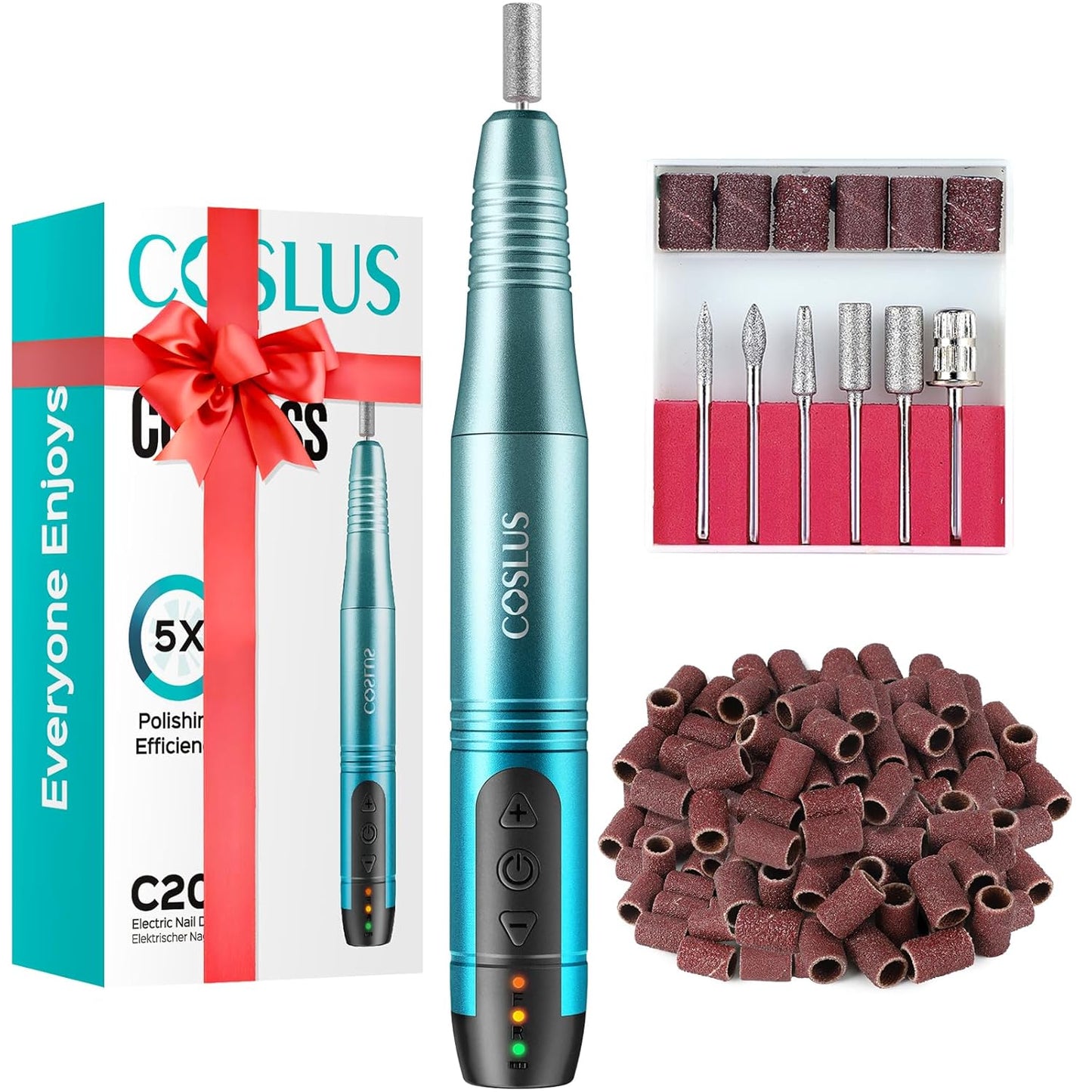 Cordless Nail Drill Electric File: Professional for Acrylic Gel Dip Powder Nails Portable Nail Drill Machine Kit for Manicure Pedicure Nail Set with Everything Rechargeable Lightweight