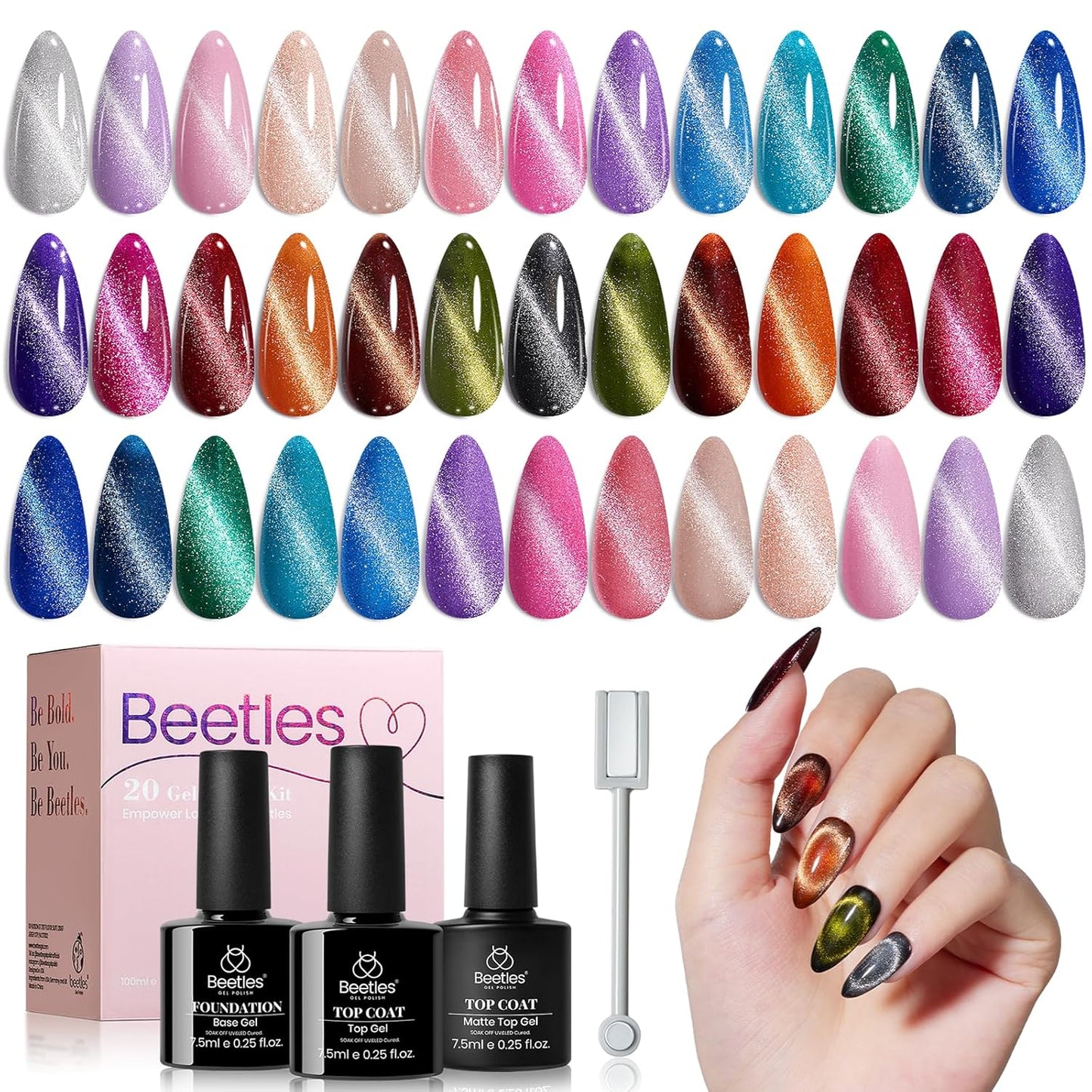 Beetles Gel Nail Polish Kit with U V Light - 80Pcs Fall Nail Fest Color Enchantment 55 Colors Gel Polish Starter Kit with Base Top Coat DIY Nails Stickers Manicure Tools Gift for Women Teens Girls