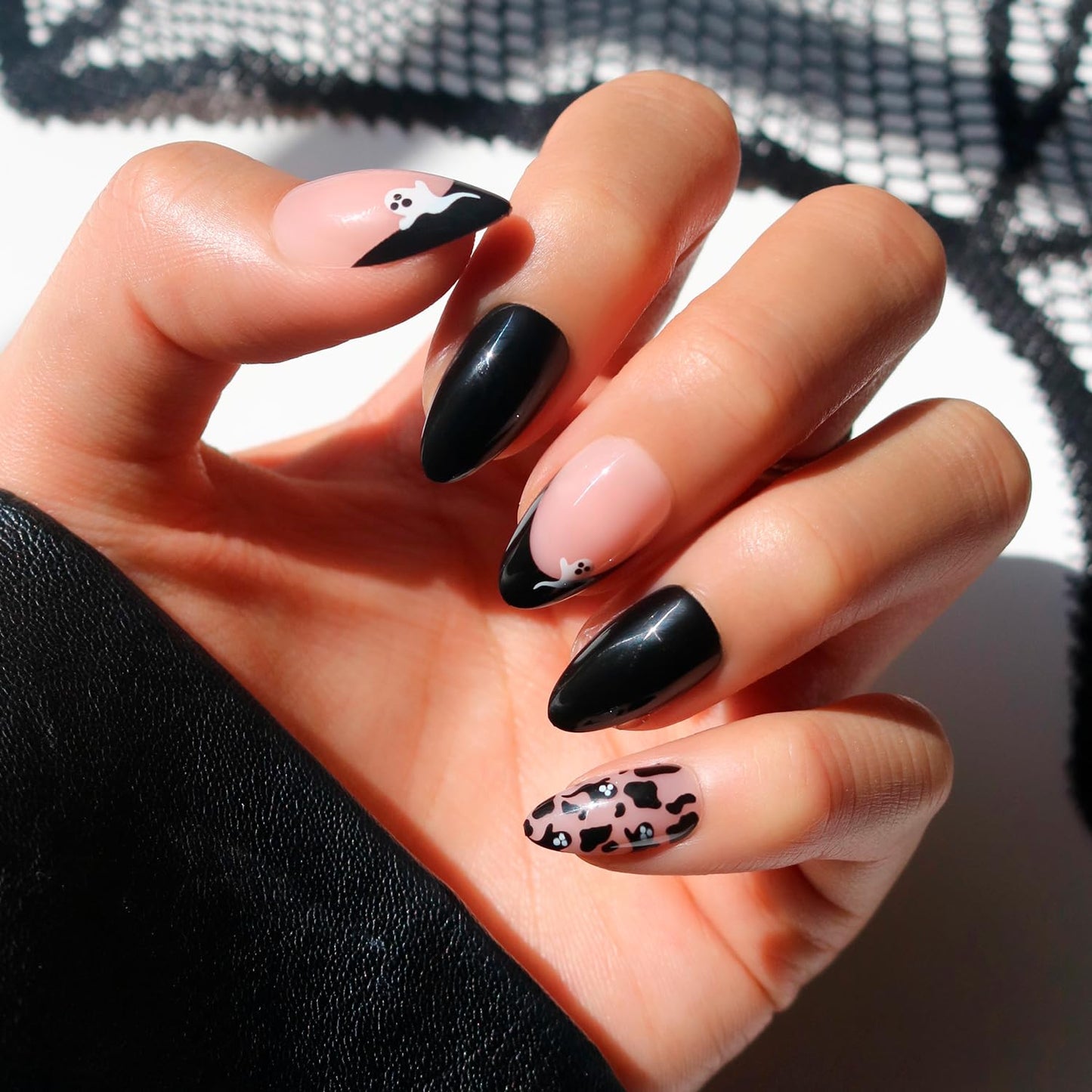 Press on Nails - Tiny Pumpkin | Short Squoval French Tip Fake Nails with Pumpkin Graphics & Glossy Finish, Salon Quality Halloween Nails | 15 Sizes - 30 Nail Kit with Glue