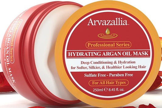 Hydrating Argan Oil Hair Mask and Deep Conditioner for Dry or Damaged Hair (8.45 Oz Jar)
