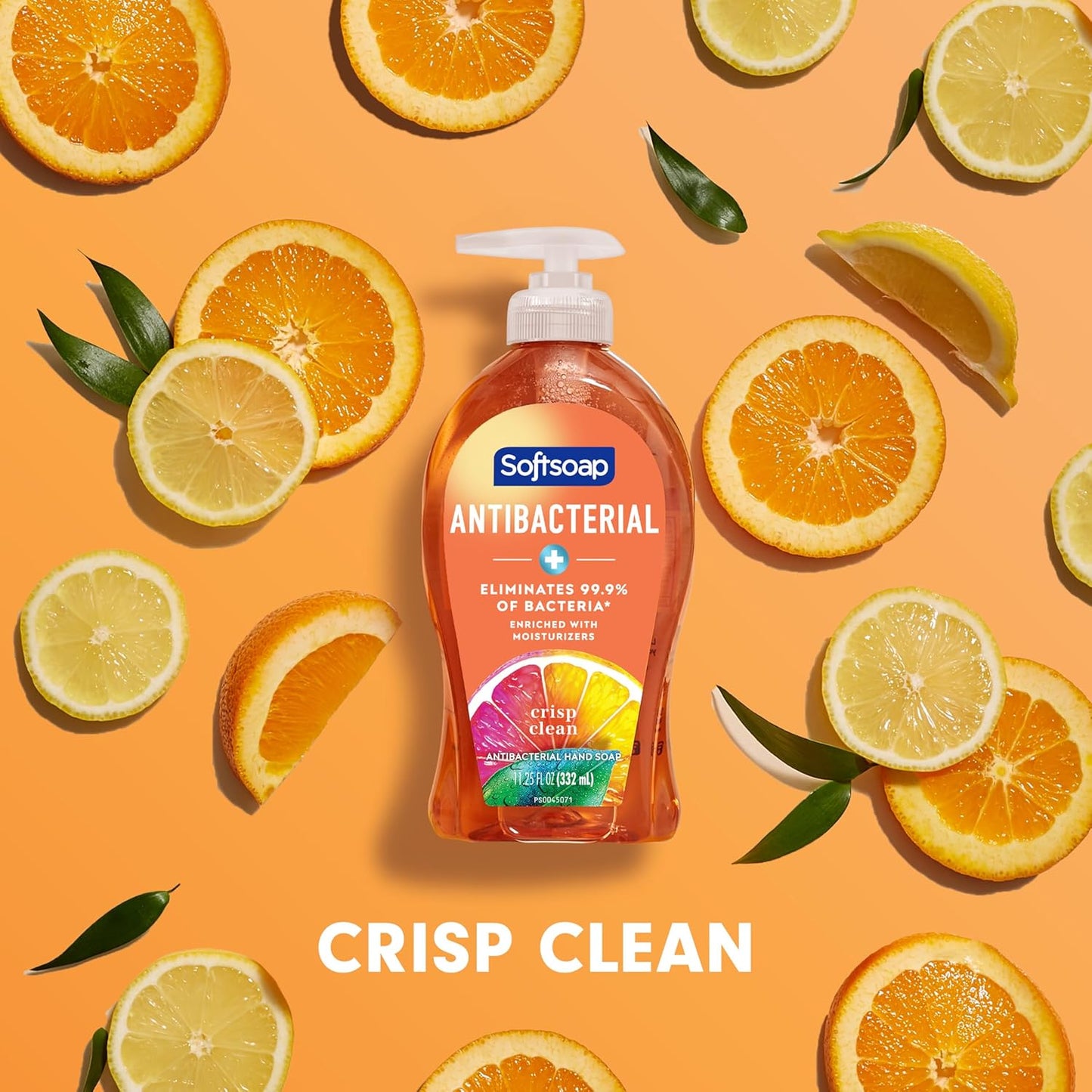 44571 Antibacterial Hand Soap, Crisp Clean, 11 1/4 Oz Pump Bottle, 6/Carton