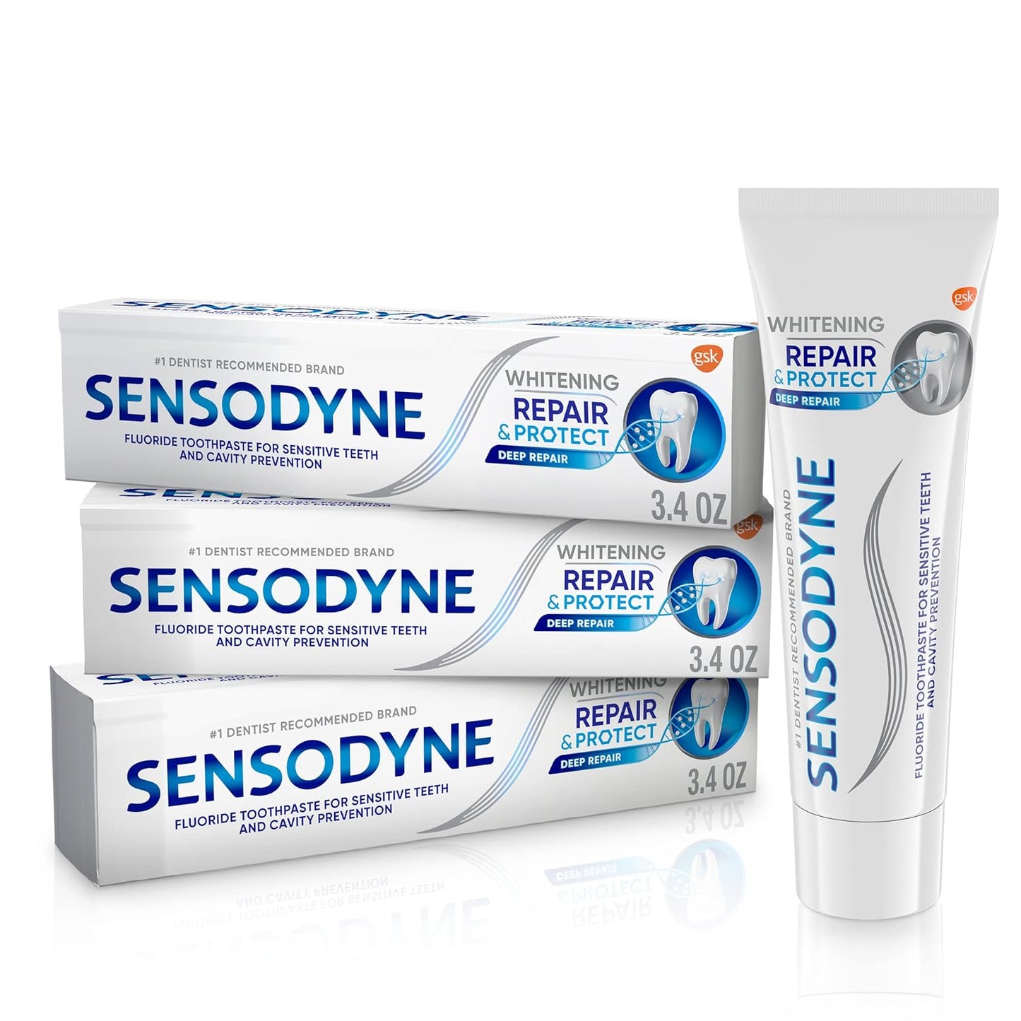 Repair and Protect Whitening Toothpaste, Toothpaste for Sensitive Teeth and Cavity Prevention, 3.4 Oz (Pack of 2)