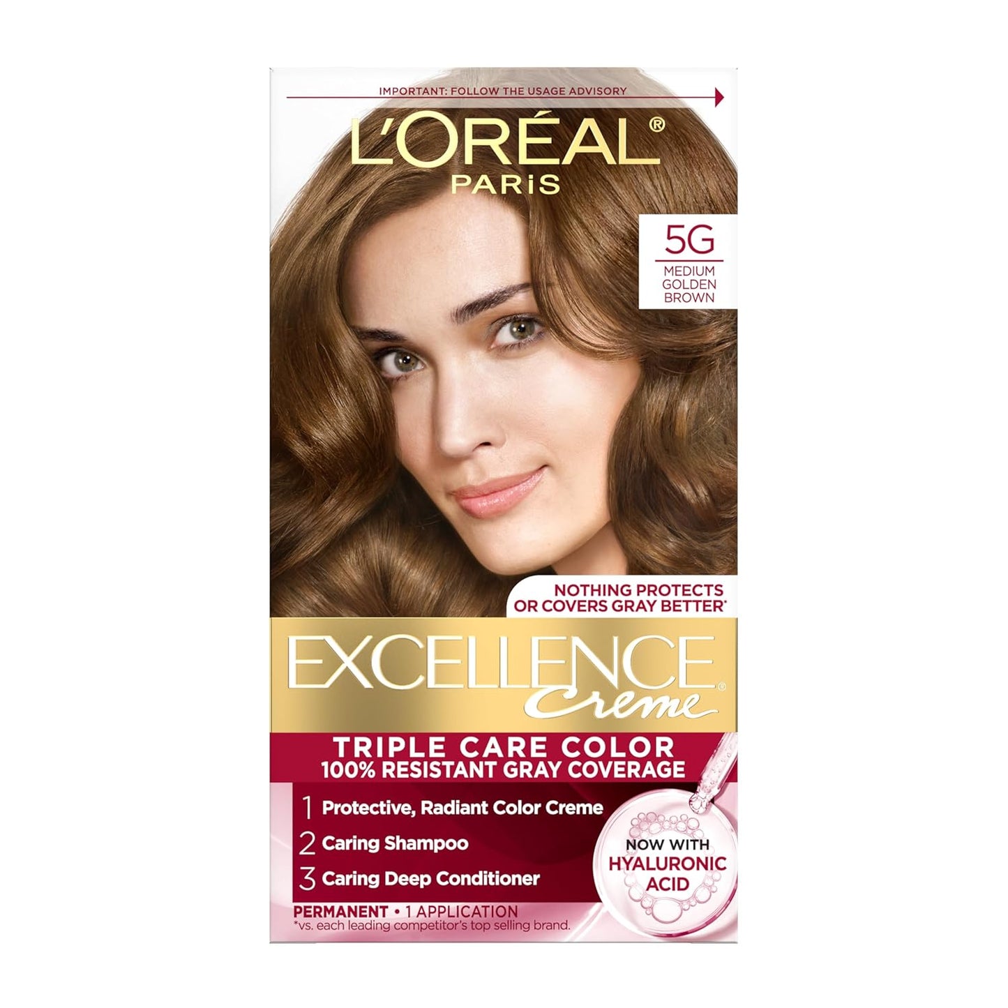 Excellence Crème Permanent Hair Dye, Triple Care Hair Color with Pro-Keratine Complex for 100% Gray Hair Coverage, 4 Dark Brown, 1 Kit