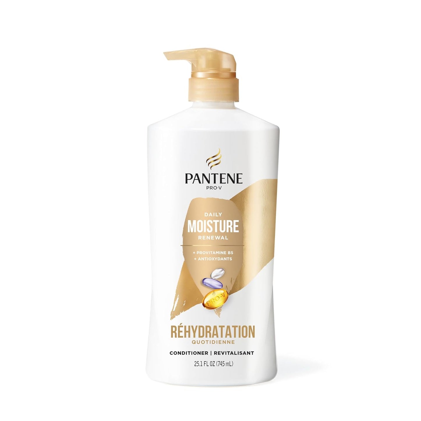 Shampoo & Conditioner Set, Daily Moisture Renewal - Pro-V Nutrients for Dry, Color-Treated, Straight to Curly Hair, 72-Hour Hydration & Softness, 52.8 Oz Total + Miracle Rescue Shot (0.5 Oz)