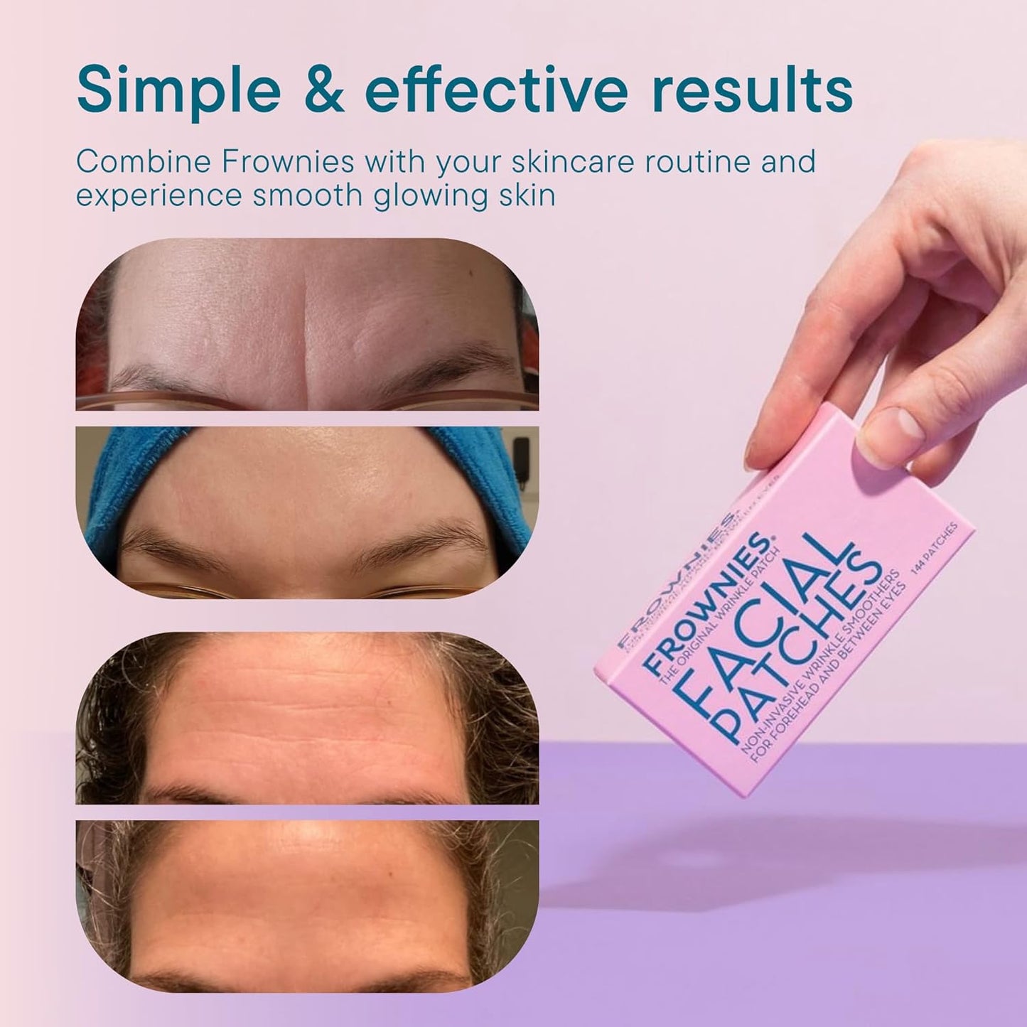 Forehead and between the Eyes Facial Patches - Hypoallergenic Patches to Smooth & Soften Forehead Horizontal & Eleven Lines - for Overnight Use, 144 Count