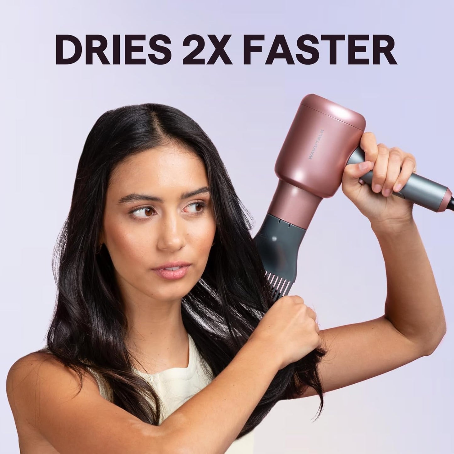 Hair Dryer, Blown Away Ionic Hair Dryer for Curly Hair with Diffuser, 1875W Fast Drying Blow Dryer with Ceramic Technology, 3 Attachments for All Hair Types, Light and Quiet, Rose Gold