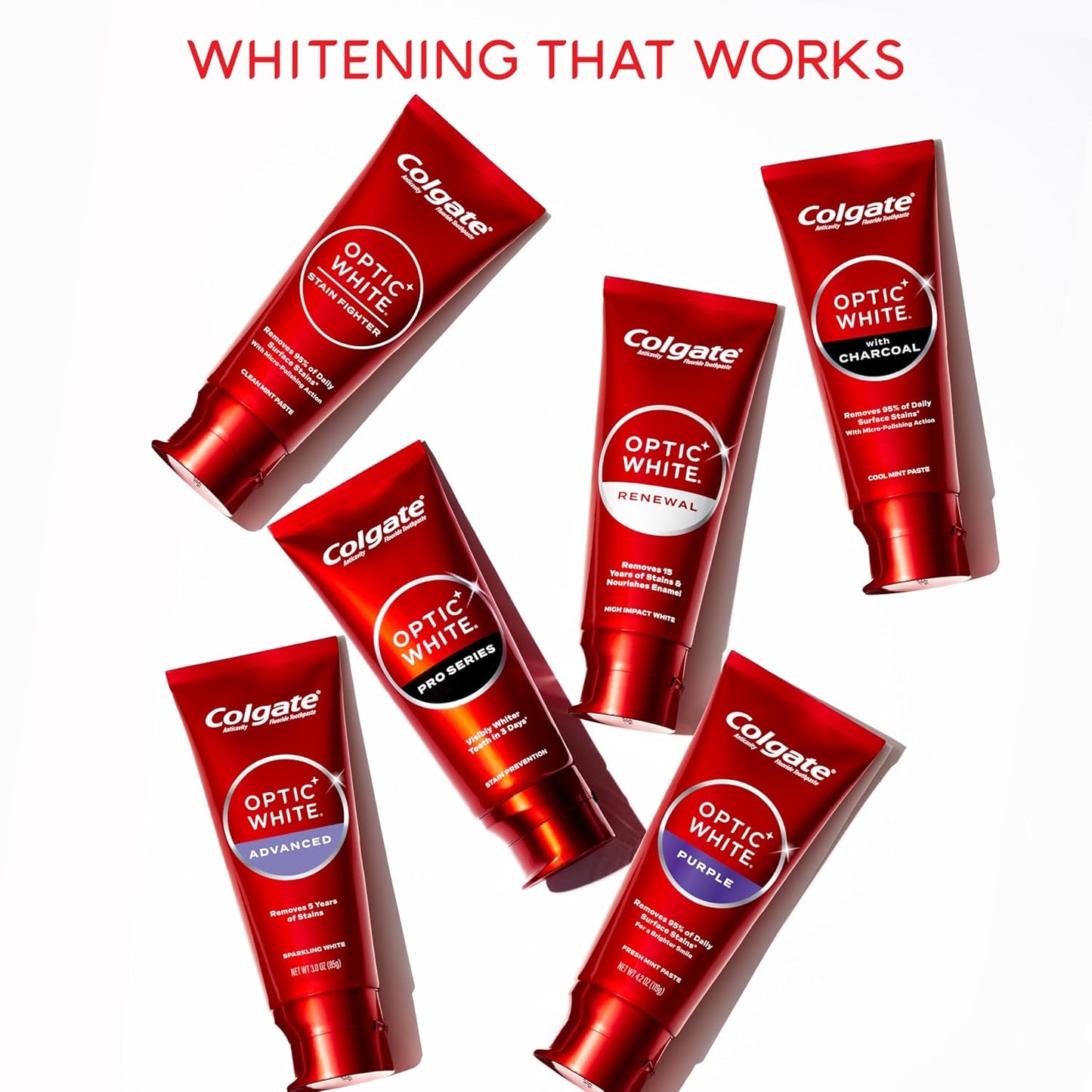 Optic White Advanced Hydrogen Peroxide Toothpaste, Teeth Whitening Toothpaste Pack, Enamel-Safe Formula, Helps Remove Tea, Coffee, and Wine Stains, Sparkling White, 3 Pack, 3.2 Oz