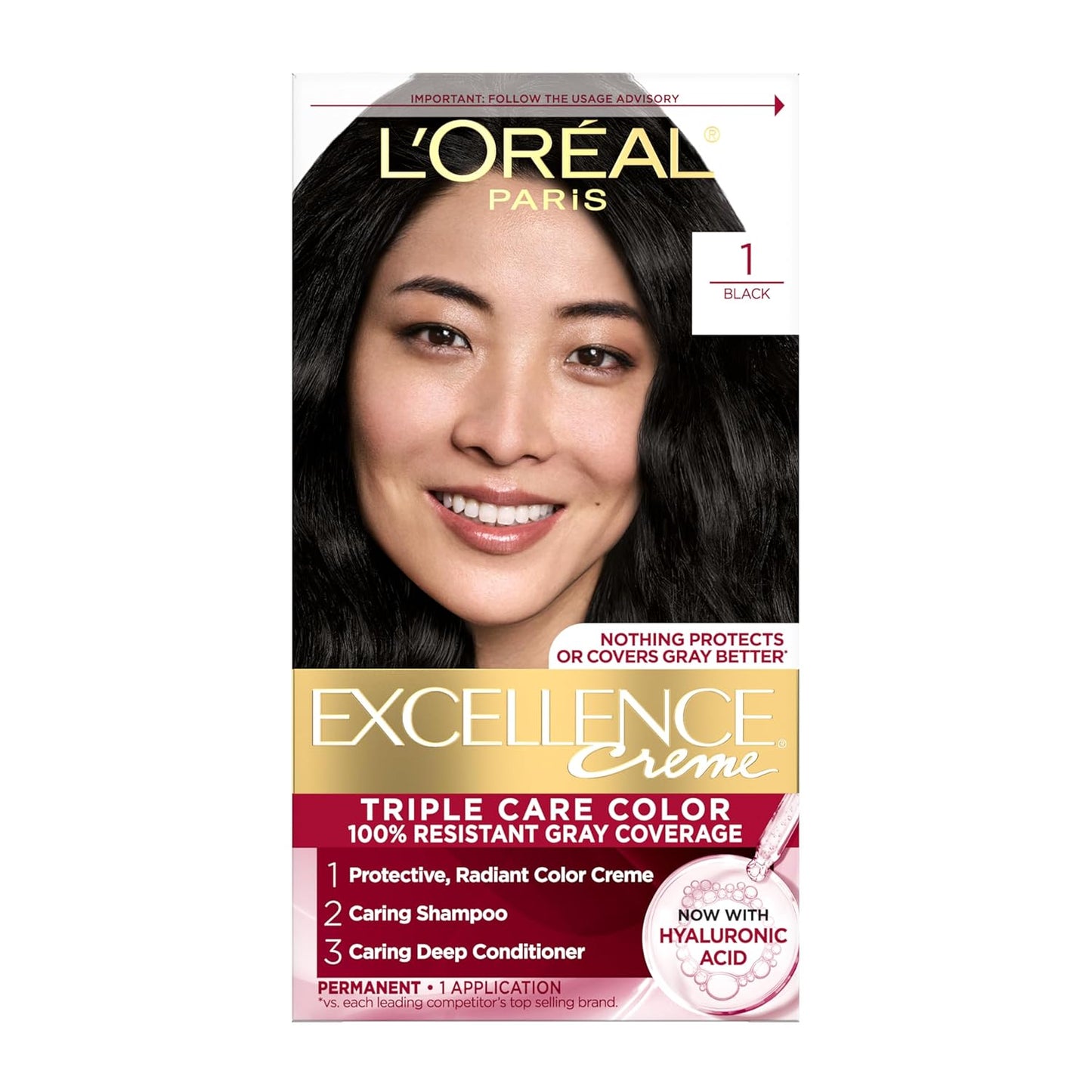 Excellence Crème Permanent Hair Dye, Triple Care Hair Color with Pro-Keratine Complex for 100% Gray Hair Coverage, 4 Dark Brown, 1 Kit