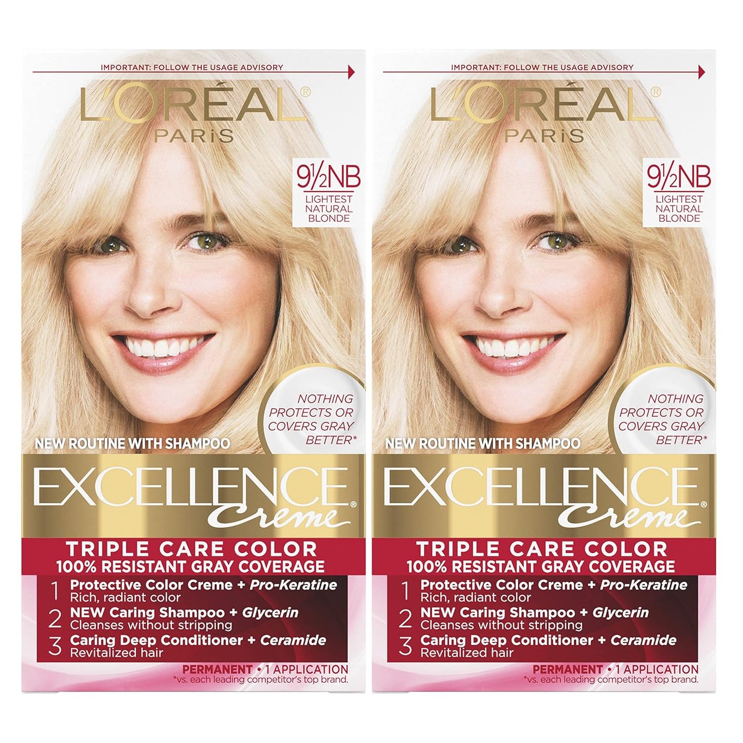 Excellence Crème Permanent Hair Dye, Triple Care Hair Color with Pro-Keratine Complex for 100% Gray Hair Coverage, 4 Dark Brown, 1 Kit