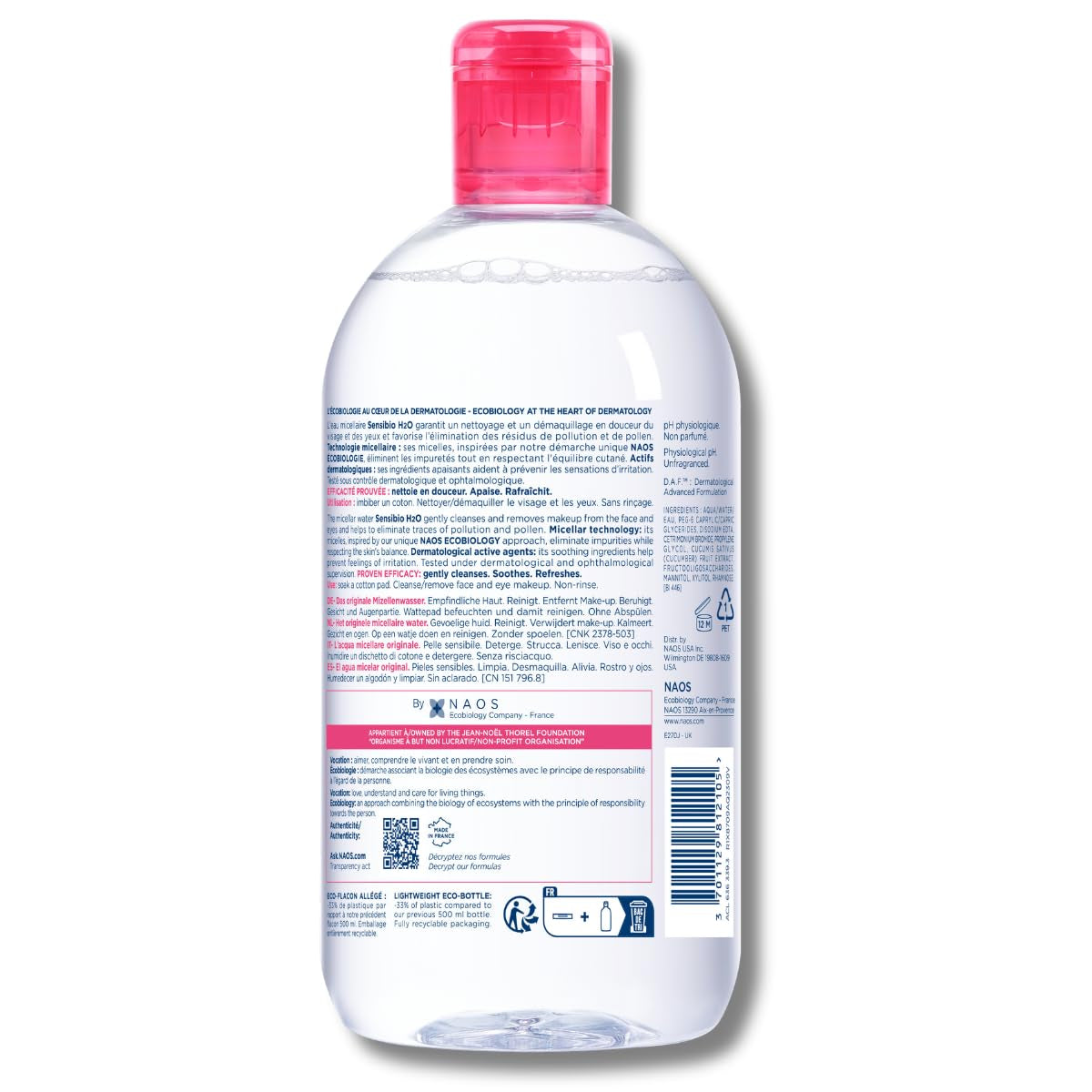 - Sensibio - H2O Micellar Water - Makeup Remover Cleanser - Face Cleanser for Sensitive Skin