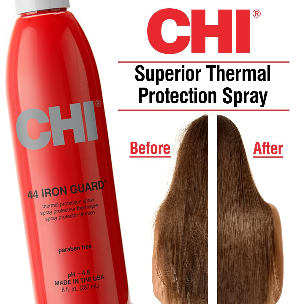 44 Iron Guard Thermal Protection Spray, Nourishing Formula Helps Resist Heat Damage to Hair & Tame Frizz, Clear, 8 Oz