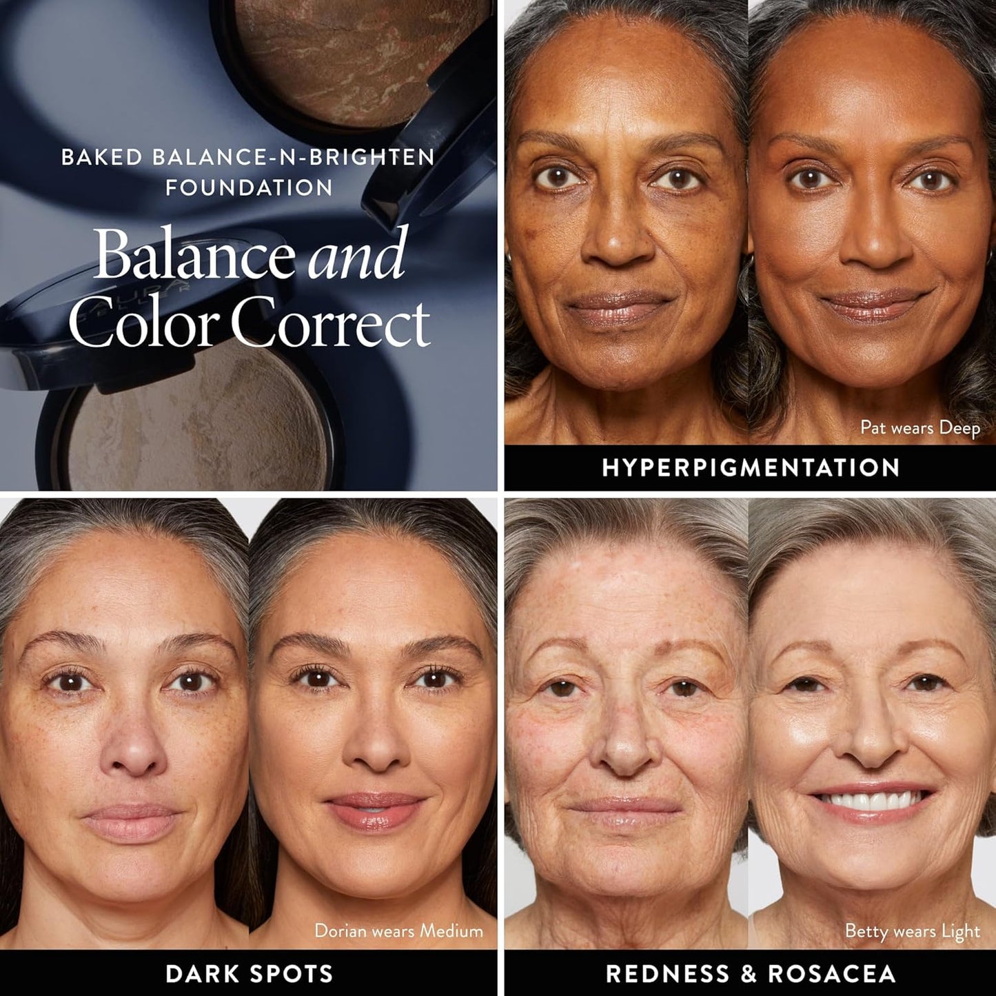 Award-Winning Baked Balance-N-Brighten Color Correcting Powder Foundation - Fair - Buildable Light to Medium Coverage - Demi-Matte Natural Finish