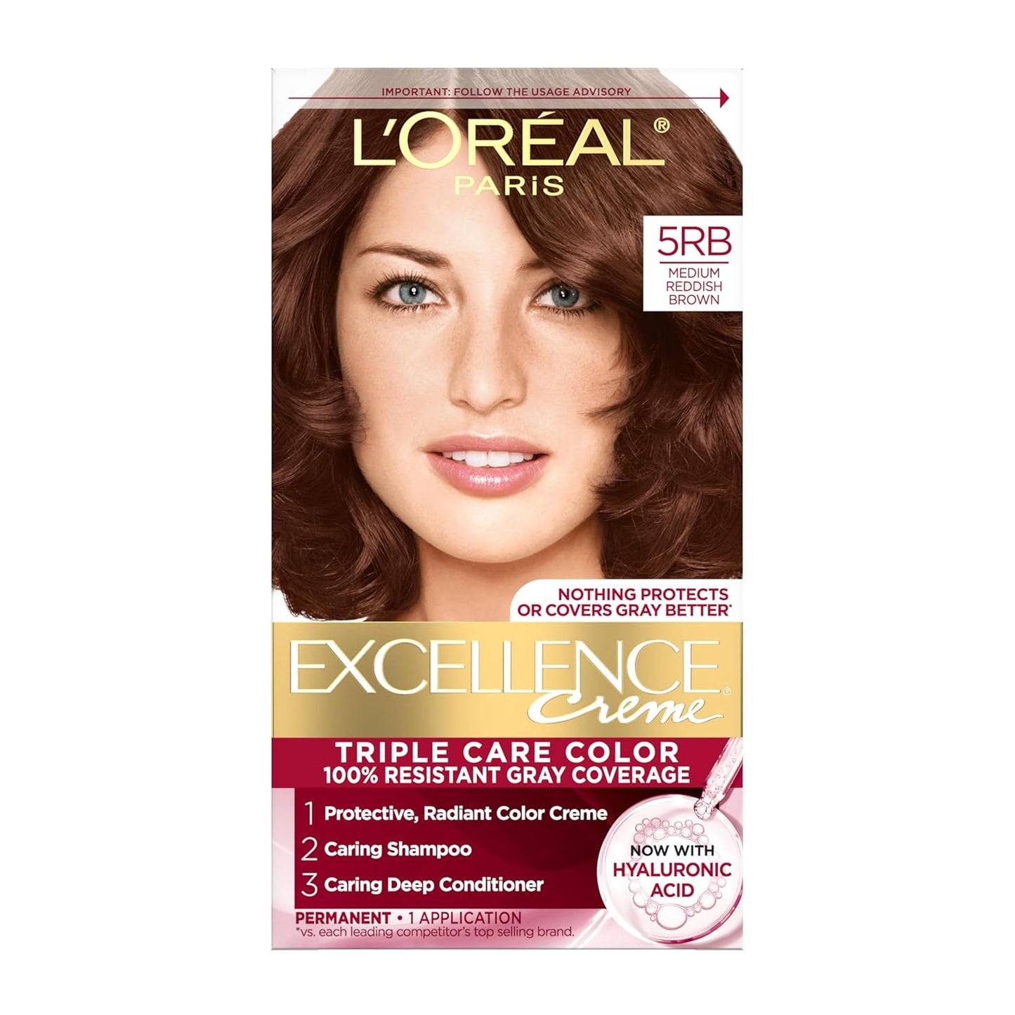 Excellence Crème Permanent Hair Dye, Triple Care Hair Color with Pro-Keratine Complex for 100% Gray Hair Coverage, 4 Dark Brown, 1 Kit