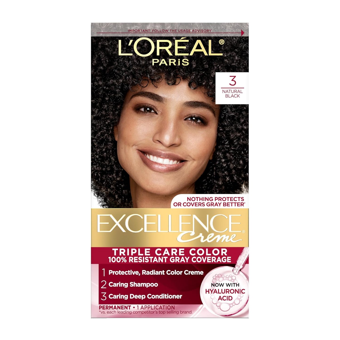 Excellence Crème Permanent Hair Dye, Triple Care Hair Color with Pro-Keratine Complex for 100% Gray Hair Coverage, 4 Dark Brown, 1 Kit