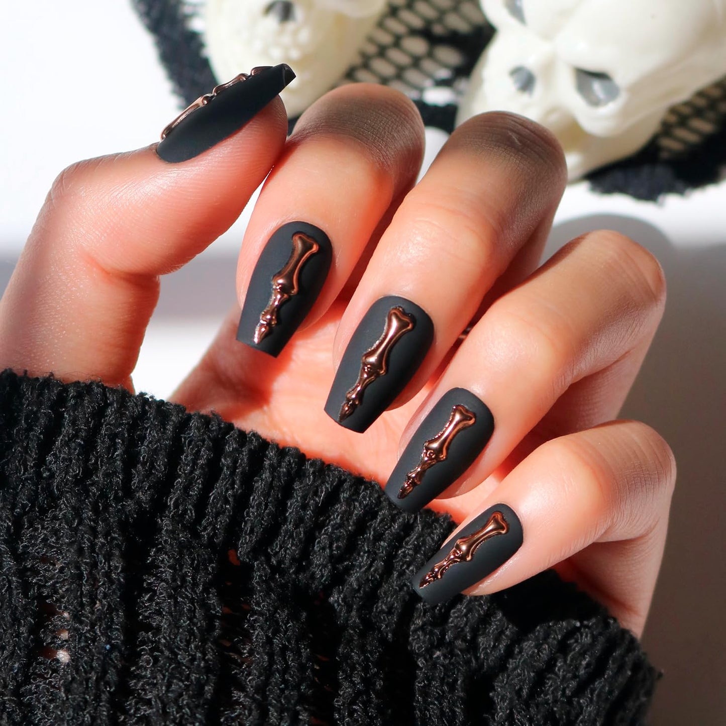 Press on Nails - Tiny Pumpkin | Short Squoval French Tip Fake Nails with Pumpkin Graphics & Glossy Finish, Salon Quality Halloween Nails | 15 Sizes - 30 Nail Kit with Glue