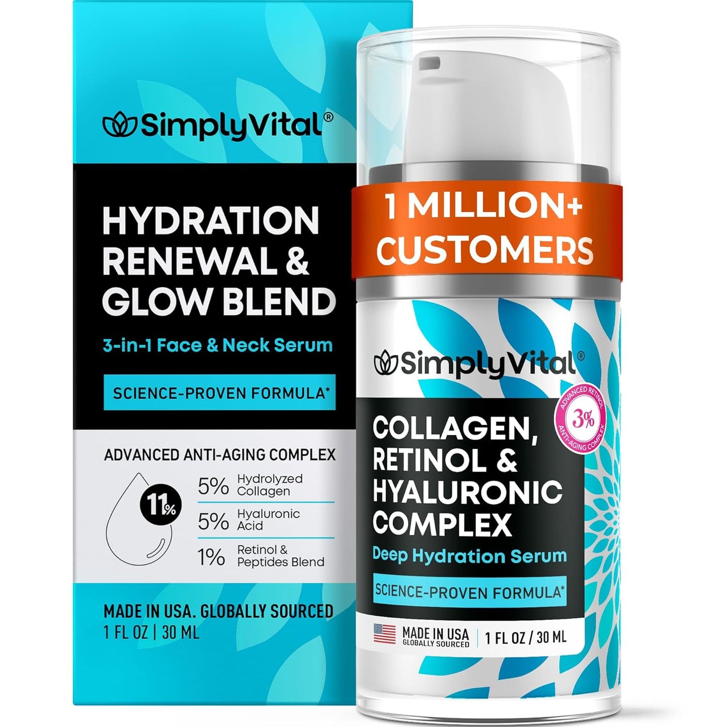 Collagen, Retinol & Hyaluronic Acid Cream - Anti-Aging Face Moisturizer for Face, Firming Skin Care Neck & Décolleté - Made in USA, Daily Moisturizer Face Cream Day & Night - 1.7 Fl.Oz.