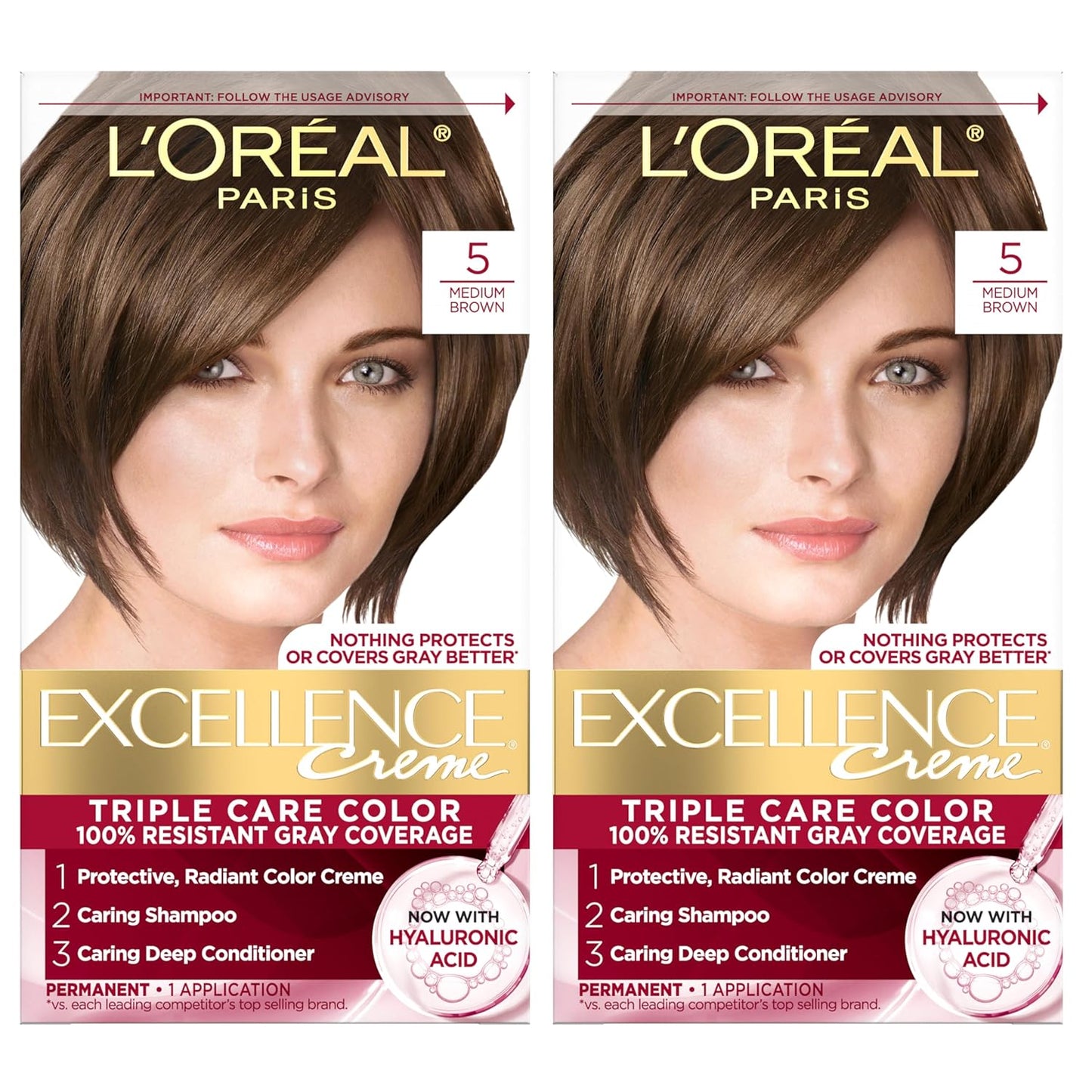 Excellence Crème Permanent Hair Dye, Triple Care Hair Color with Pro-Keratine Complex for 100% Gray Hair Coverage, 4 Dark Brown, 1 Kit