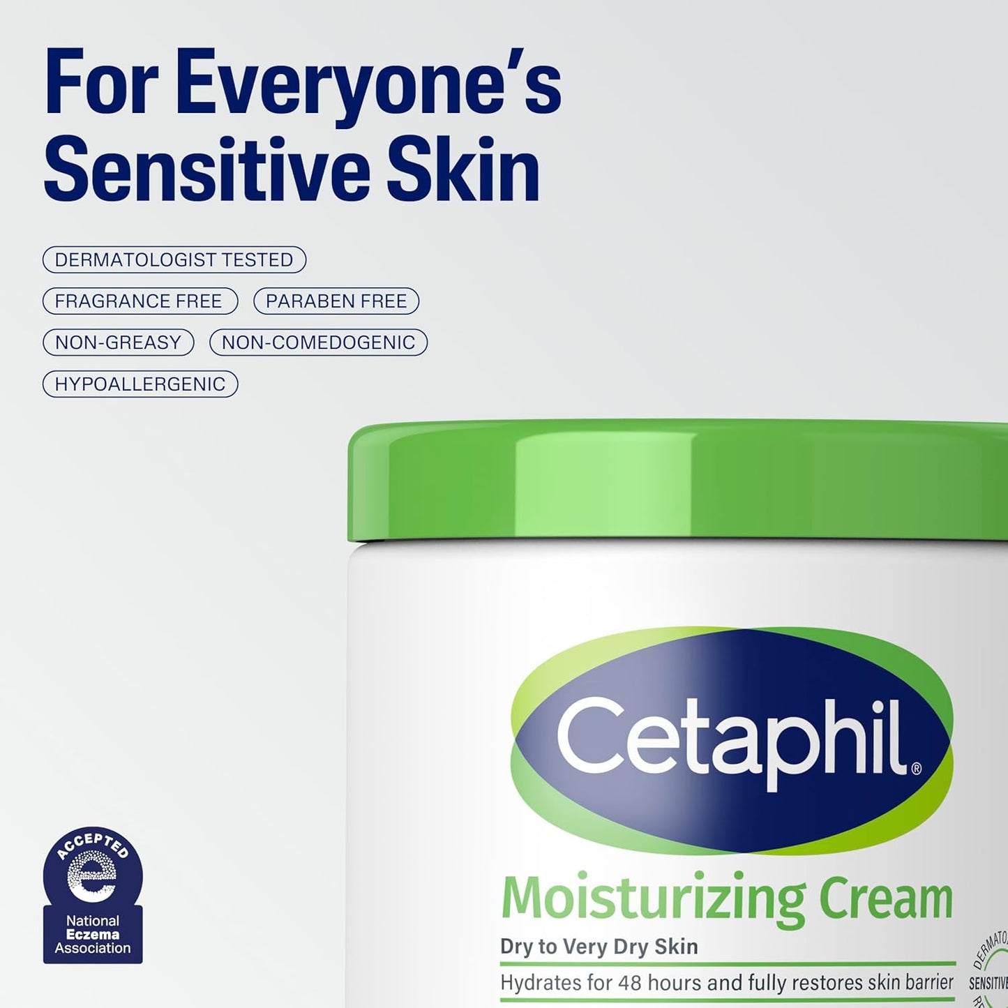Face & Body Moisturizer, Hydrating Moisturizing Cream for Dry to Very Dry, Sensitive Skin, NEW 16 Oz 2 Pack, Fragrance Free, Non-Comedogenic, Non-Greasy