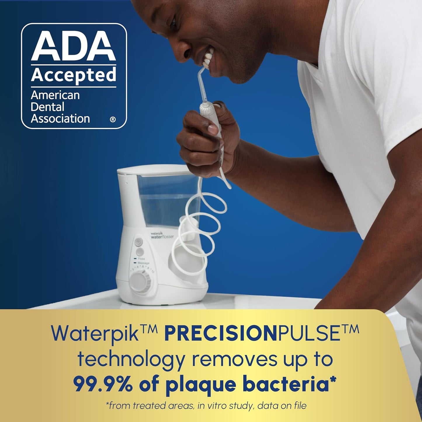 Aquarius Water Flosser for Teeth Cleaning, Gums, Braces, Dental Care, Electric Power with 10 Settings, 7 Tips for Multiple Users and Needs, ADA Accepted, White WP-660, Packaging May Vary