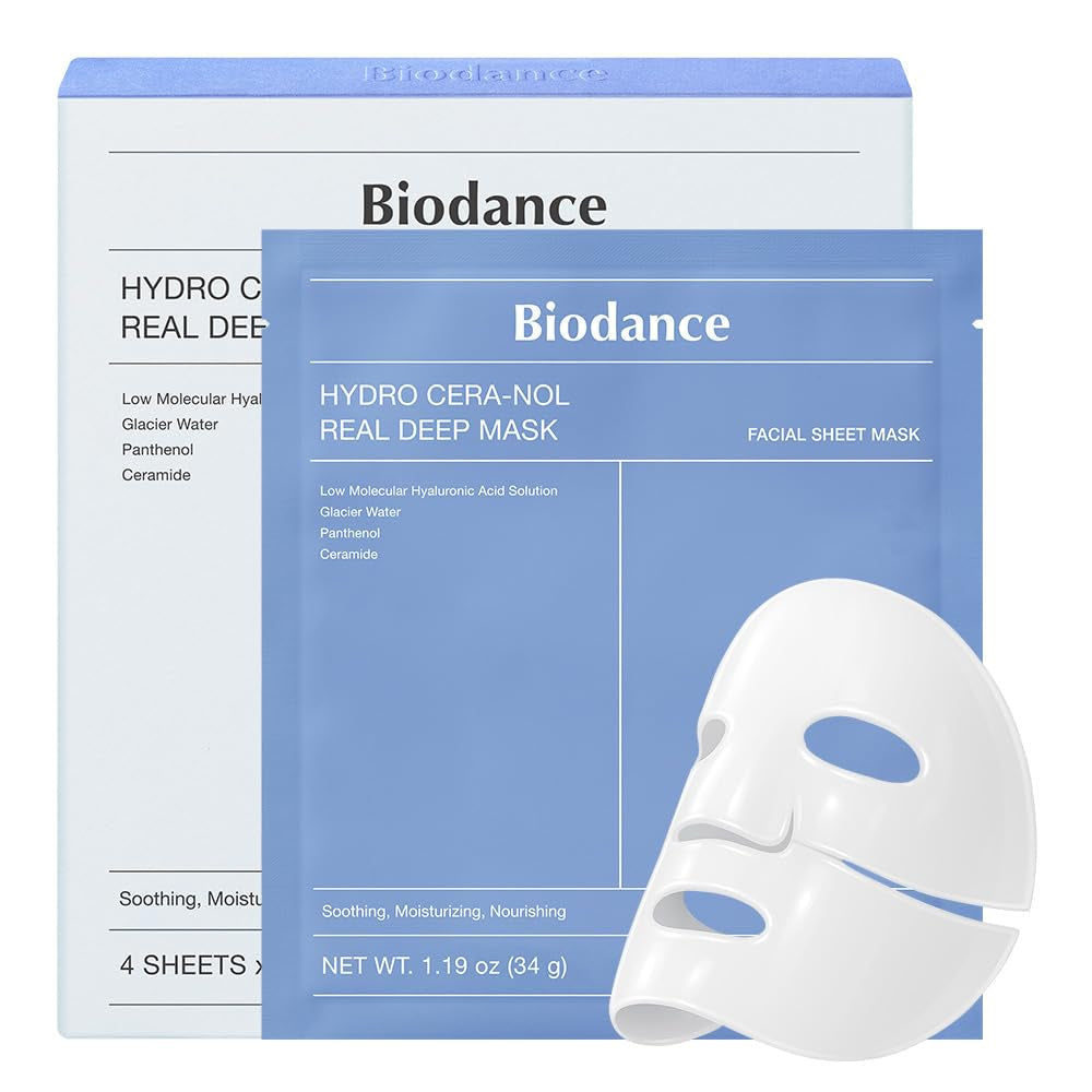 Bio-Collagen Real Deep Mask, Hydrating Overnight Hydrogel Mask, Pore Minimizing, Elasticity, Plumping Improvement, Korean Skincare, Stocking Stuffers for Teen Girls | 1.19Oz(34G) X 4Ea