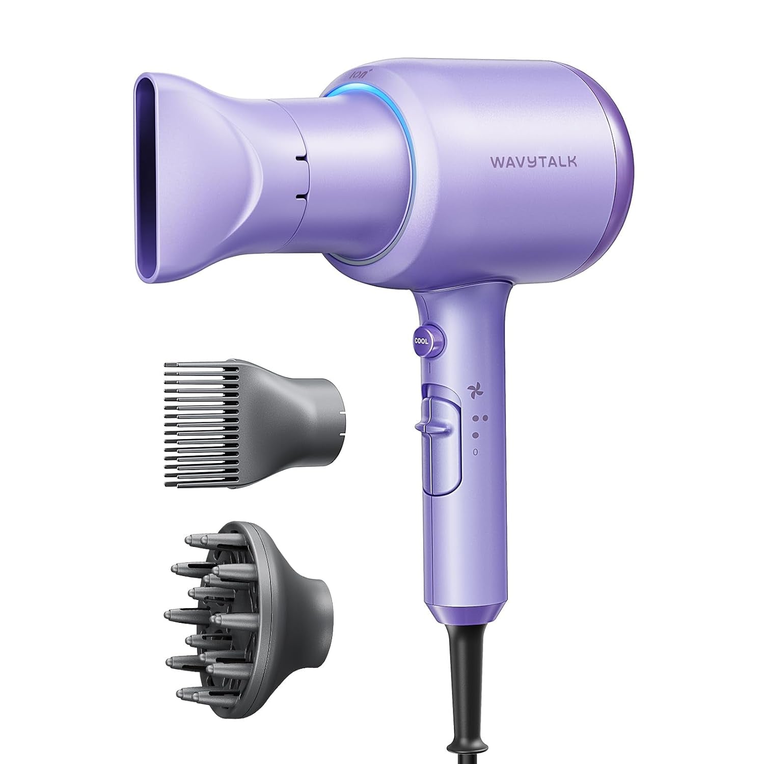 Hair Dryer, Blown Away Ionic Hair Dryer for Curly Hair with Diffuser, 1875W Fast Drying Blow Dryer with Ceramic Technology, 3 Attachments for All Hair Types, Light and Quiet, Rose Gold